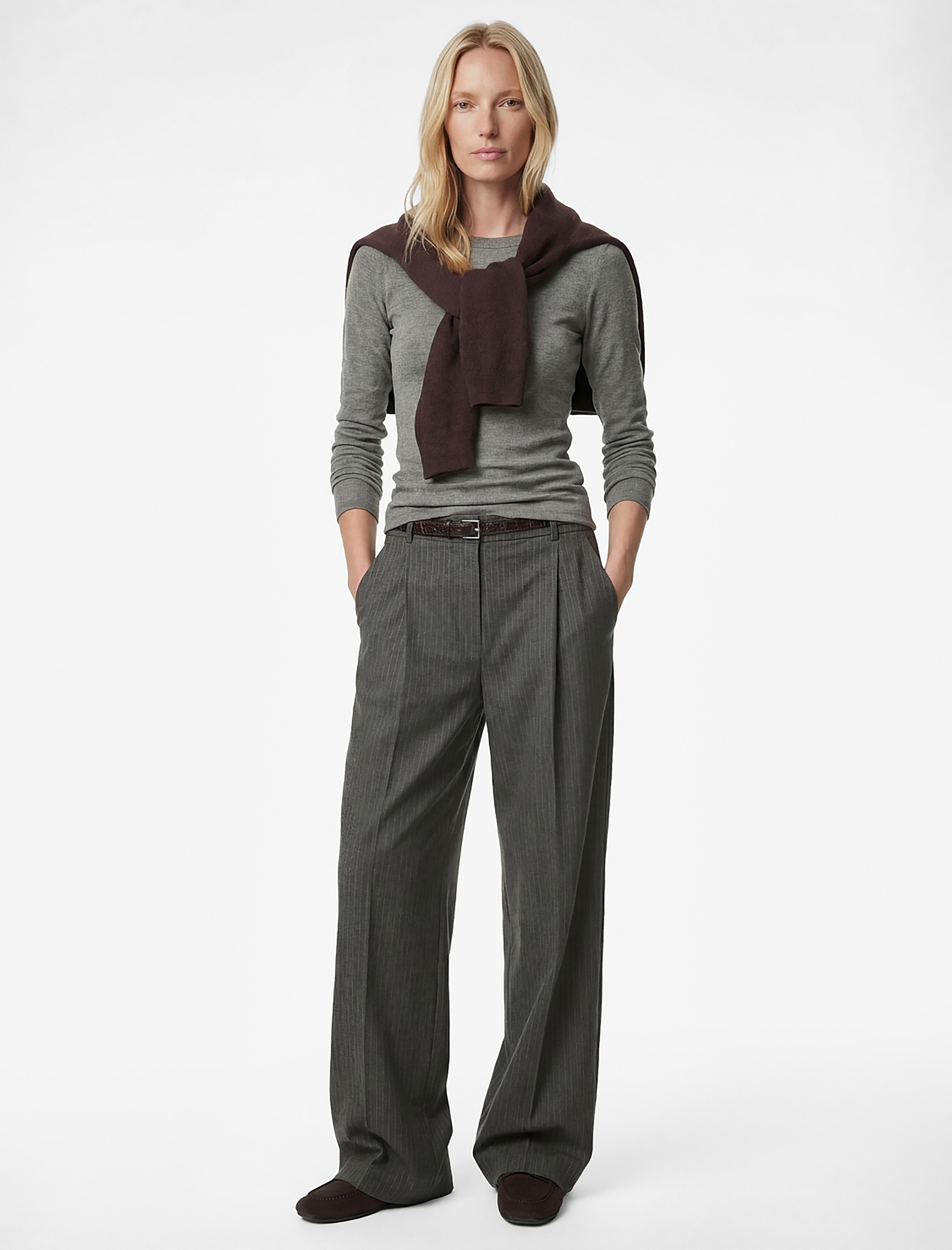   Slim Fit Uzun Kollu Bisiklet Yaka Fitilli Tişört