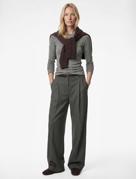 Slim Fit Uzun Kollu Bisiklet Yaka Fitilli Tişört