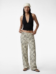 Bürümcük Kumaş Beli Bağcıklı Geniş Paça Bol Pantolon