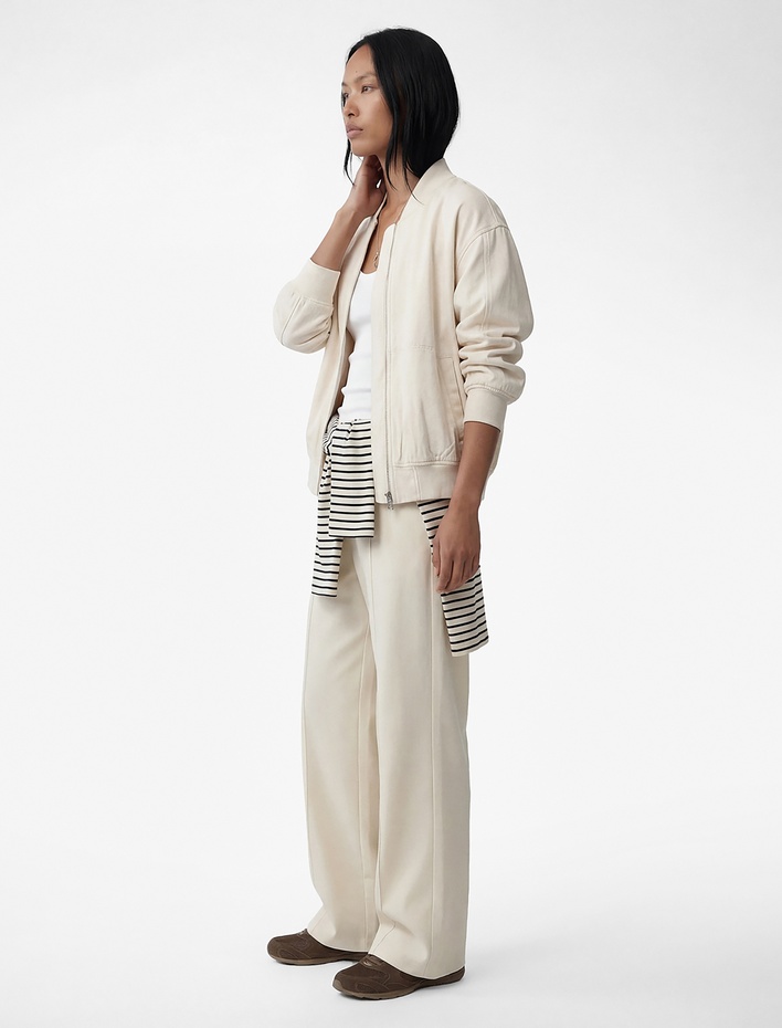  Modal Kumaş Geniş Paça Nervürlü Pantolon