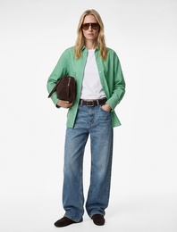 Regular Fit Uzun Kollu Klasik Yaka Viskon Çizgili Gömlek