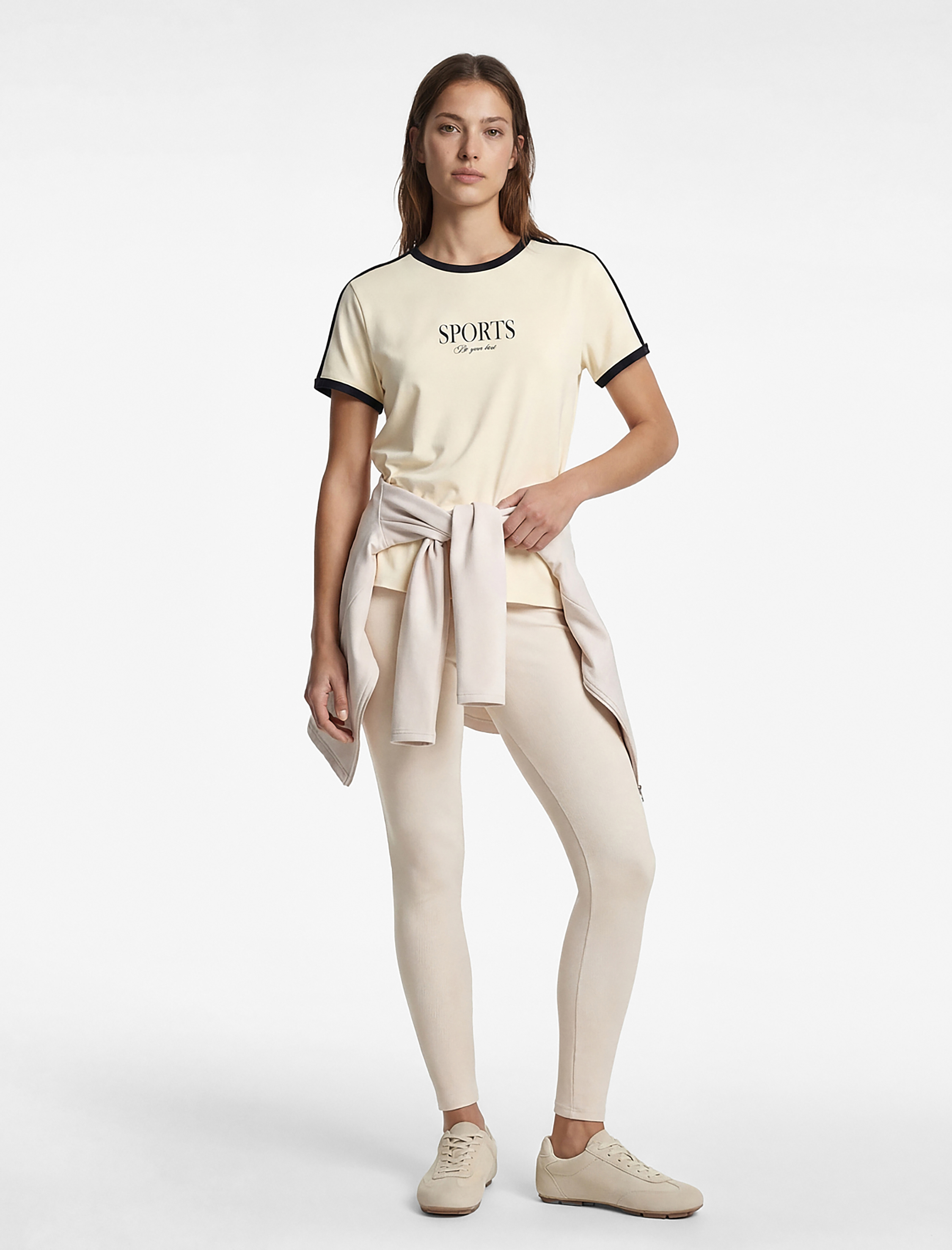   Biyeli Baskılı Rahat Kalıp Kısa Kollu Bisiklet Yaka Spor Tişört