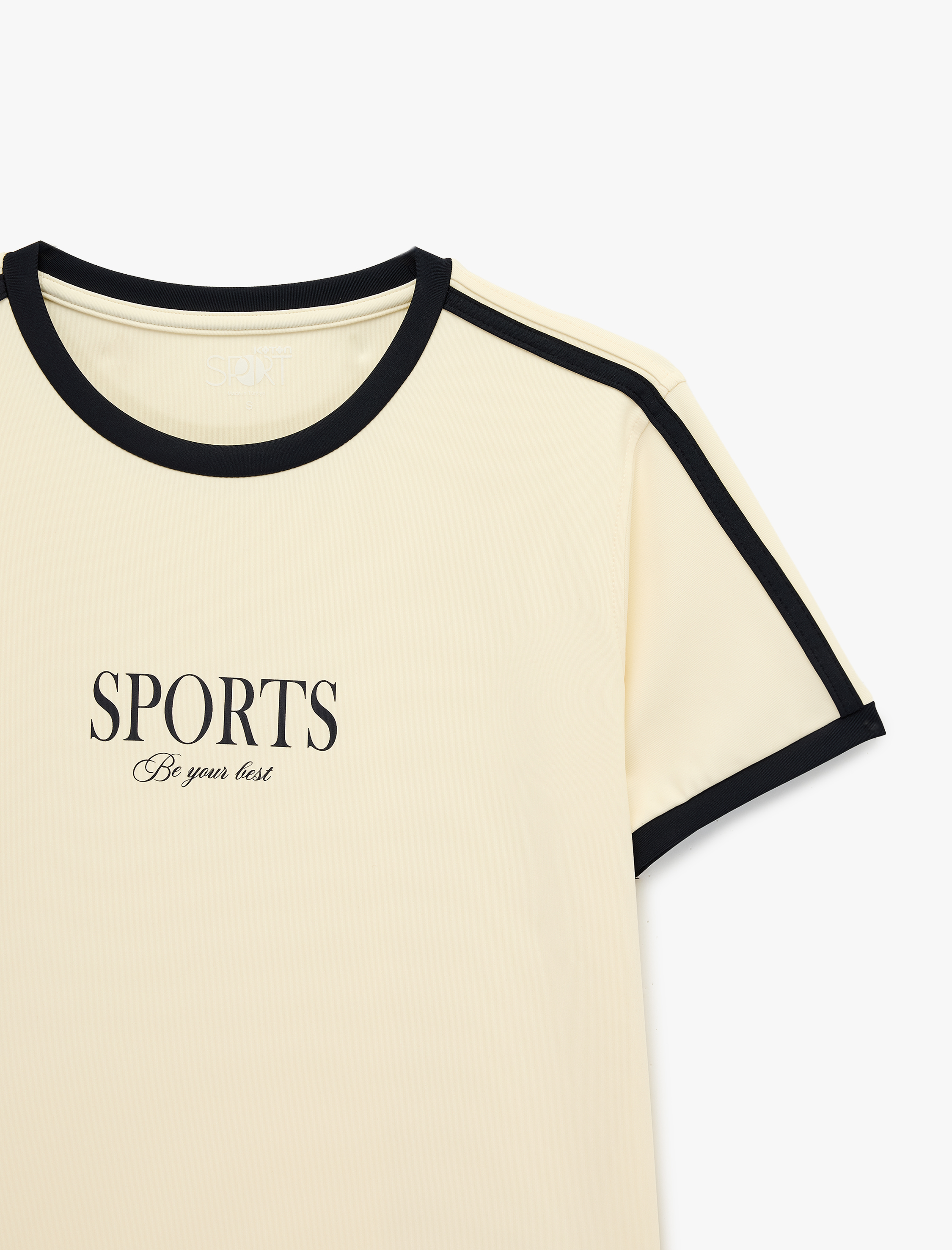   Biyeli Baskılı Rahat Kalıp Kısa Kollu Bisiklet Yaka Spor Tişört