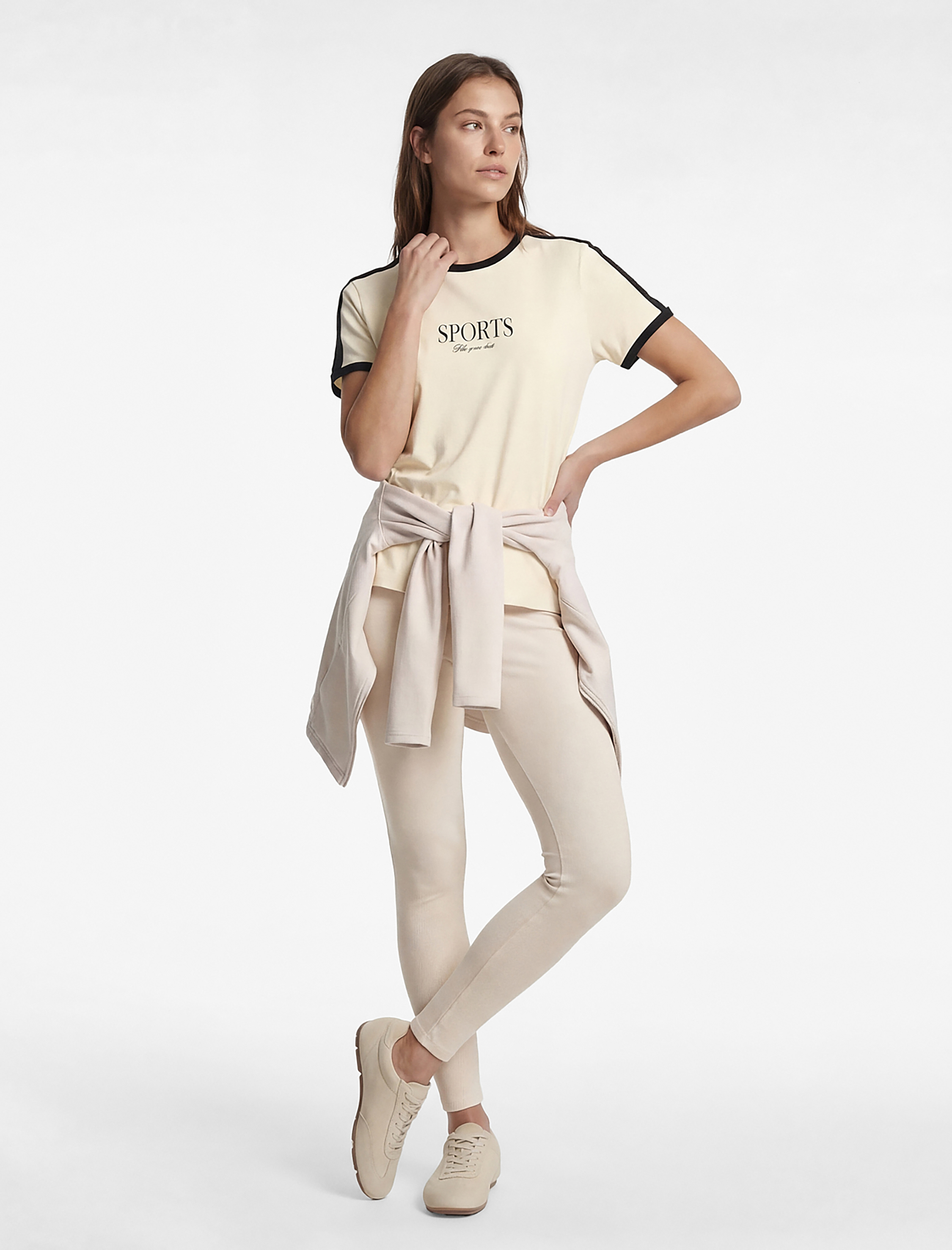   Biyeli Baskılı Rahat Kalıp Kısa Kollu Bisiklet Yaka Spor Tişört