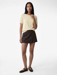 Pamuklu Kısa Kollu Bisiklet Yaka Triko Kazak