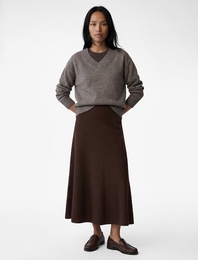 Dikiş Detaylı A Kesim Midi Etek