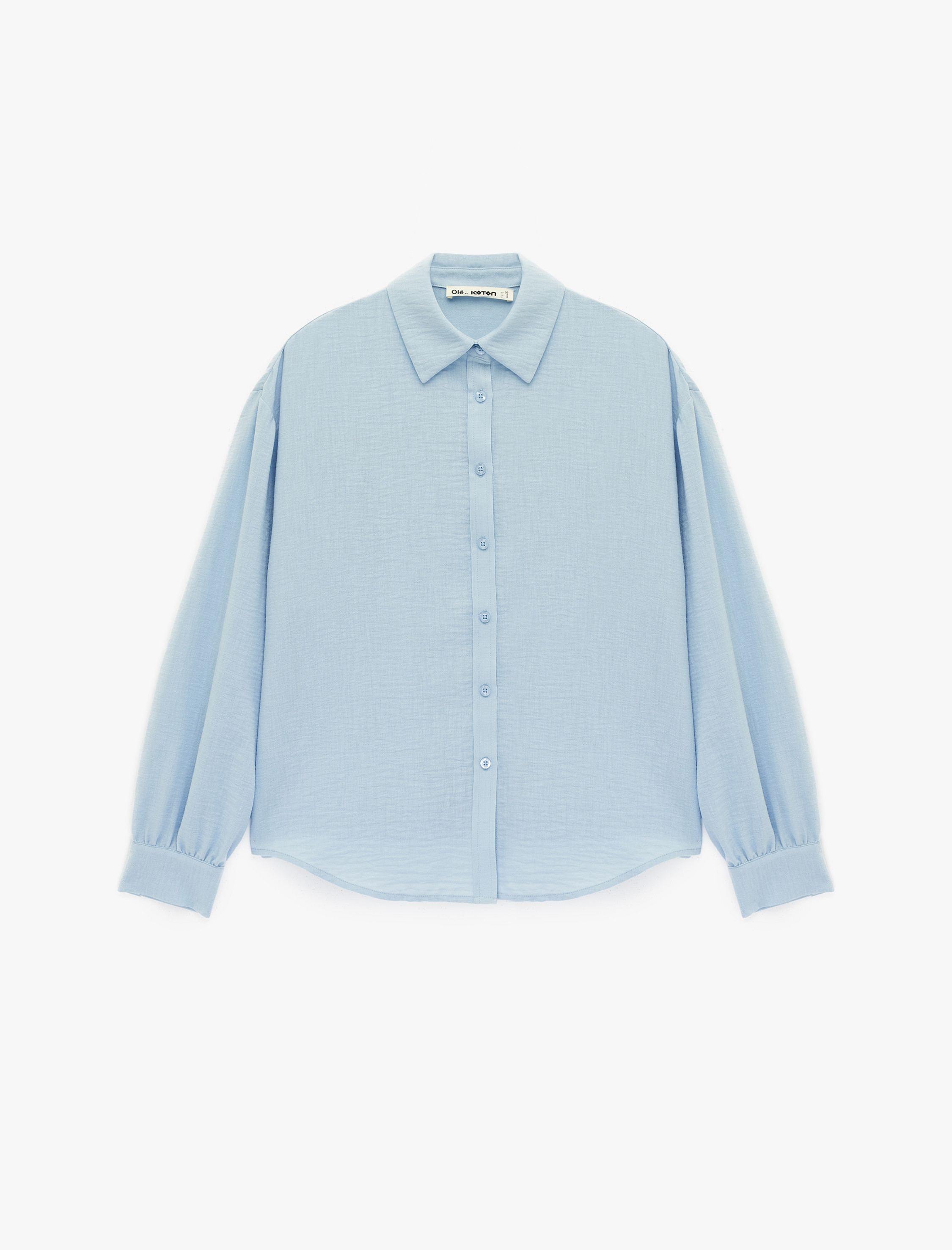   Uzun Kollu Klasik Yaka Düğmeli Oversize Gömlek