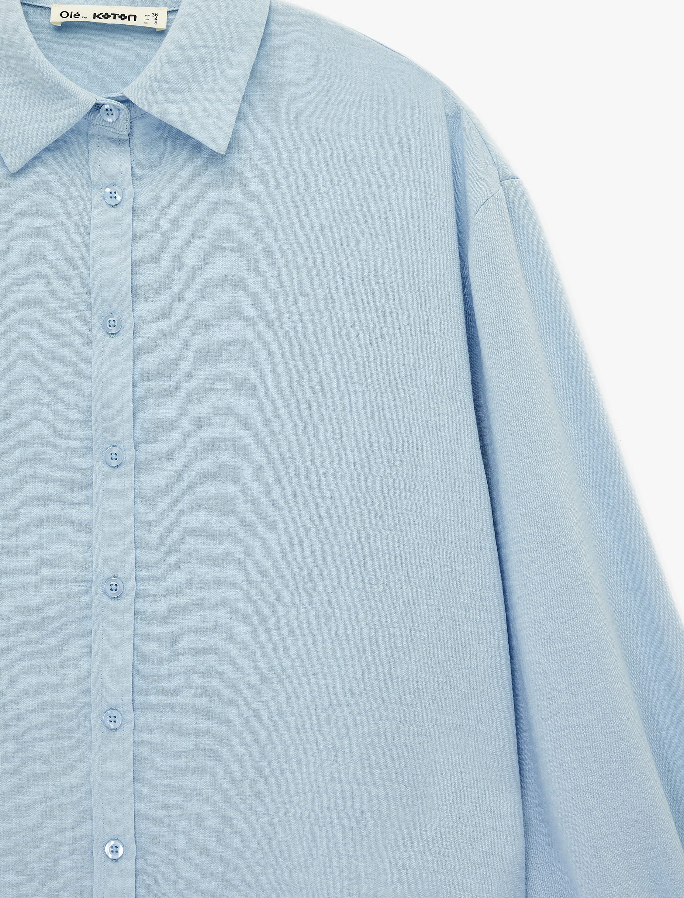   Uzun Kollu Klasik Yaka Düğmeli Oversize Gömlek