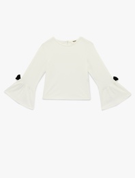 Uzun Kollu Bisiklet Yaka Bürümcük Fiyonklu Bluz