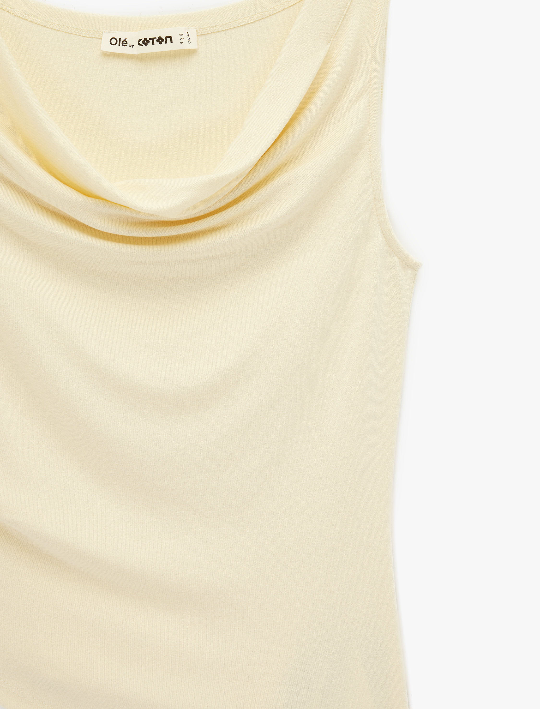   Slim Fit Viskon Kolsuz Asimetrik Degaje Yaka Bluz