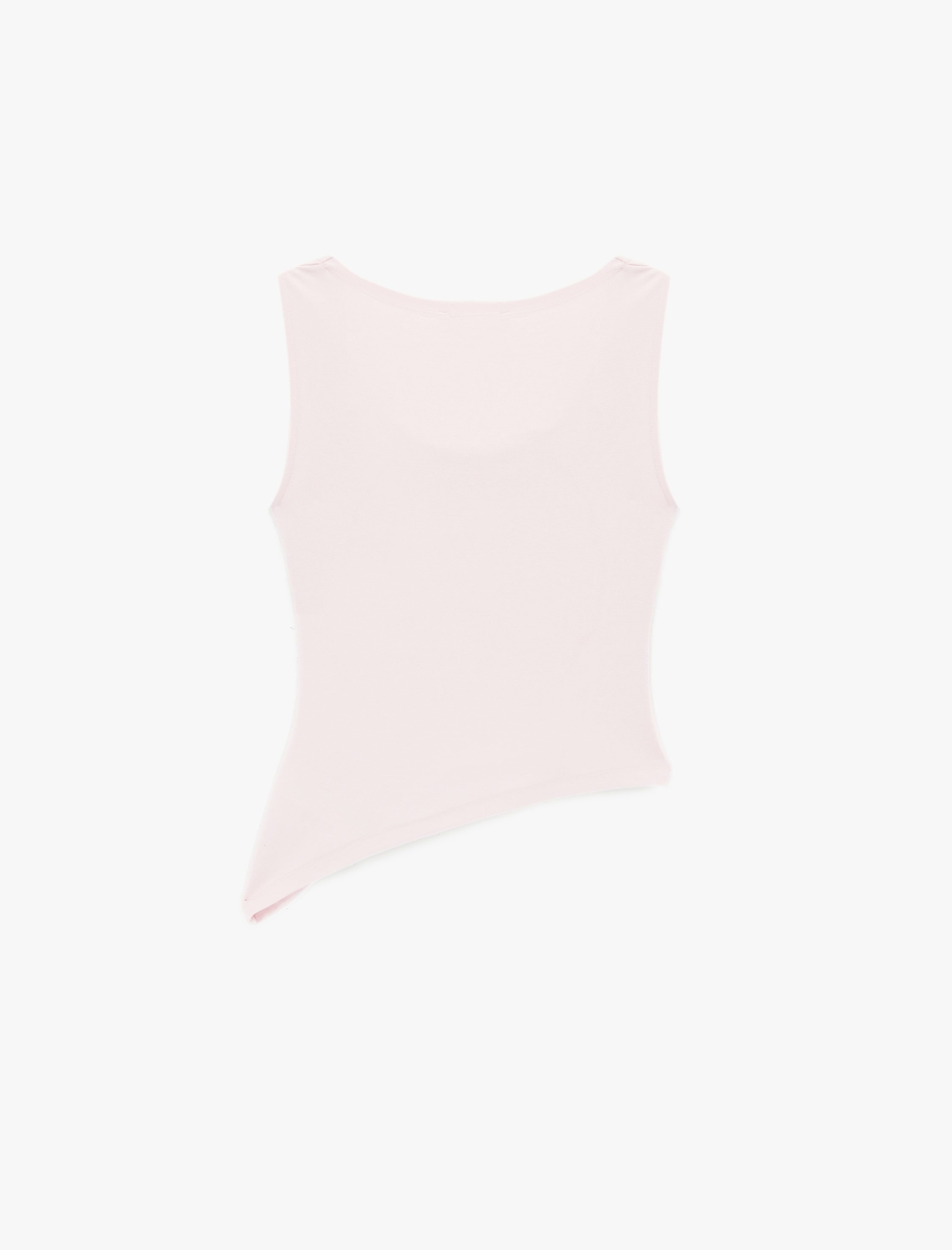   Slim Fit Viskon Kolsuz Asimetrik Degaje Yaka Bluz