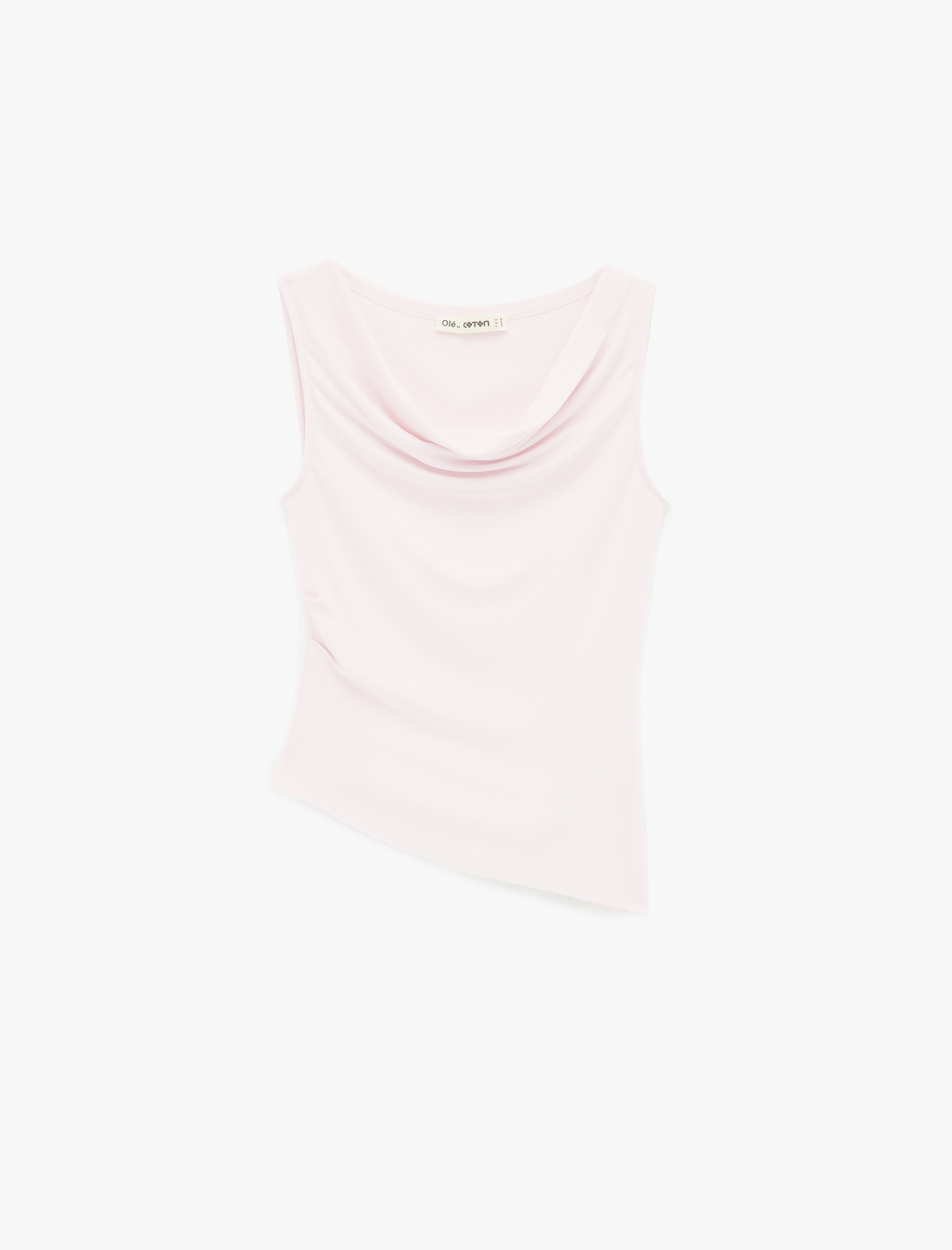   Slim Fit Viskon Kolsuz Asimetrik Degaje Yaka Bluz