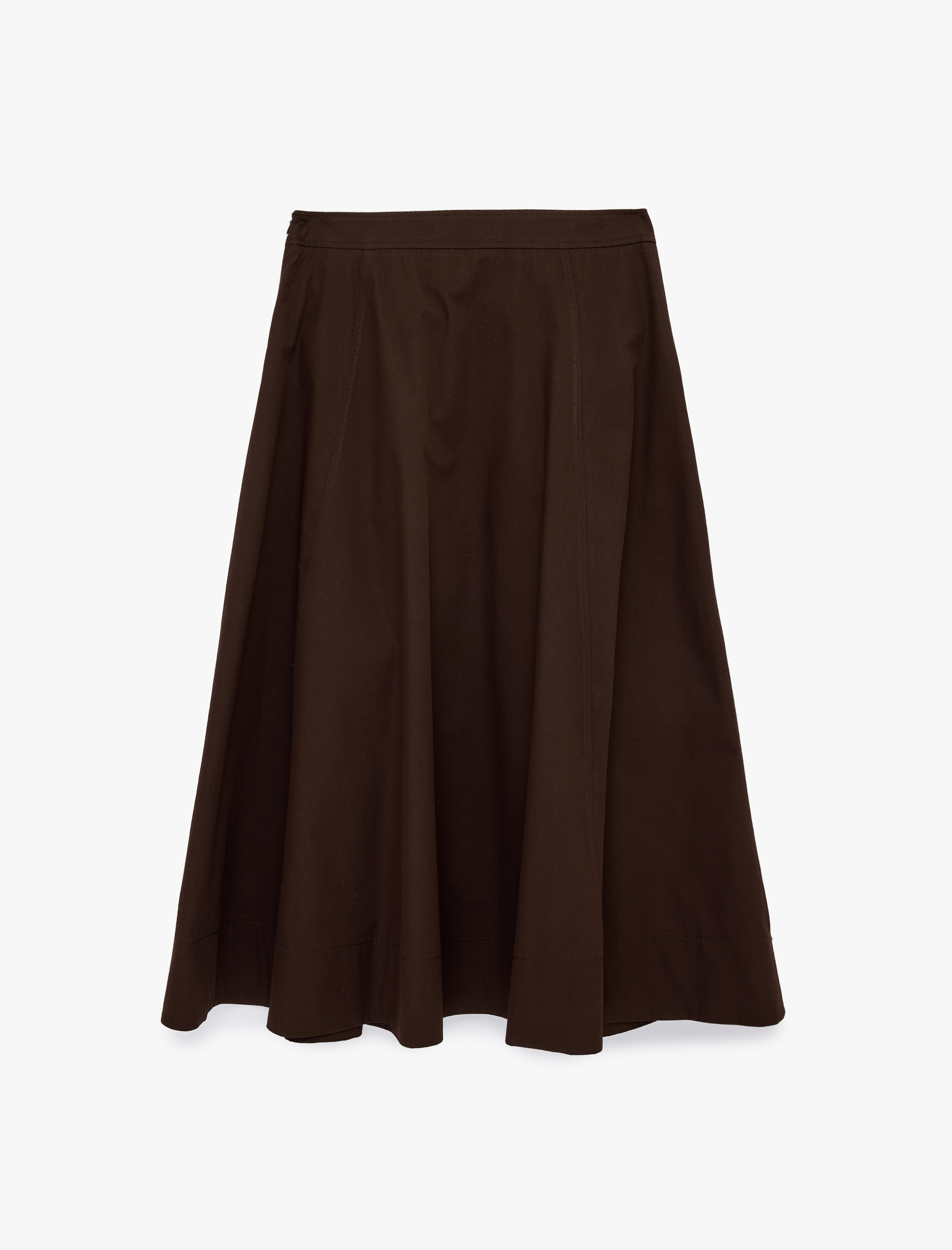   Pamuklu Cepli Pile Detaylı Çan Kesim Midi Poplin Etek