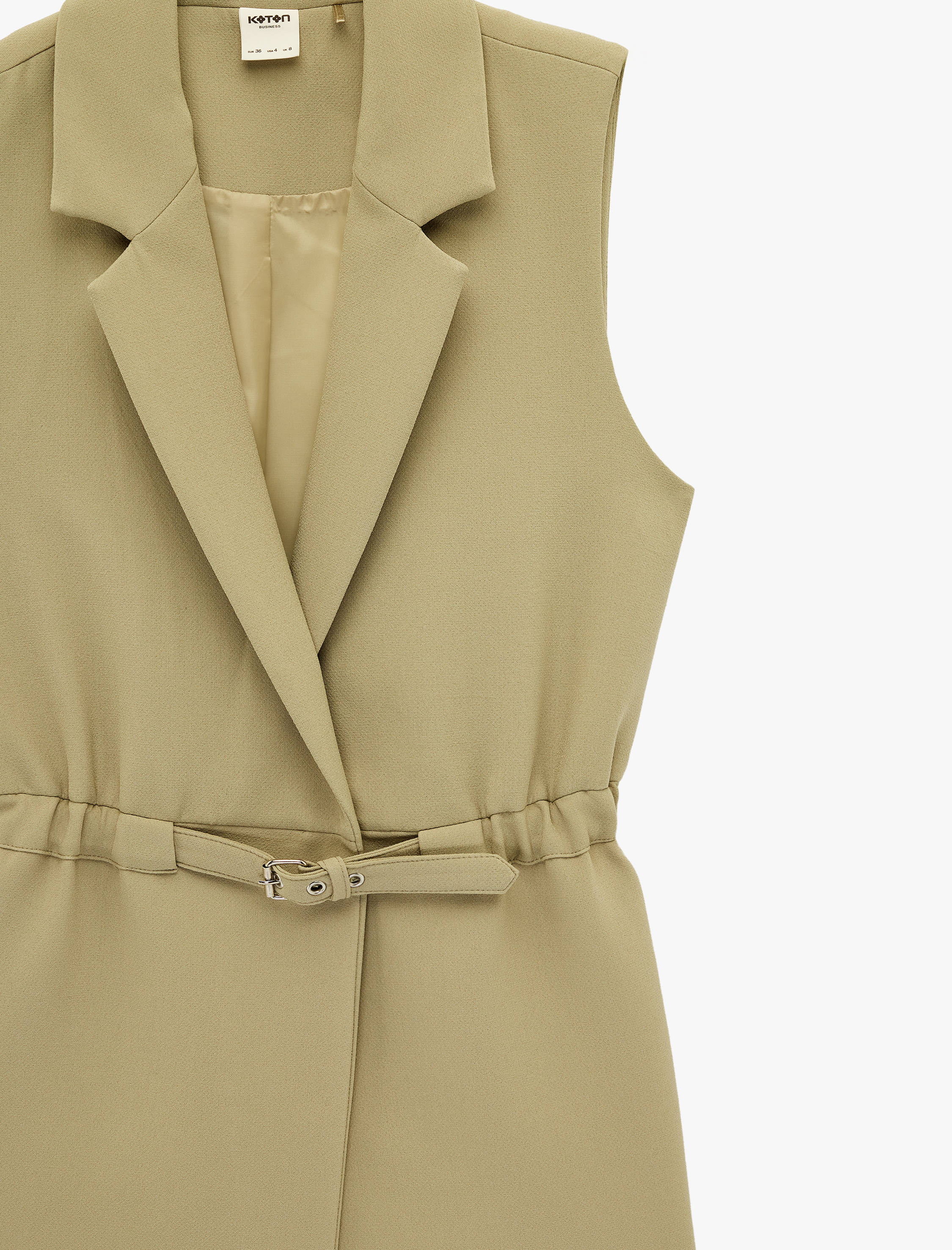   Regular Fit Kolsuz Kemerli Kruvaze Yaka Yelek