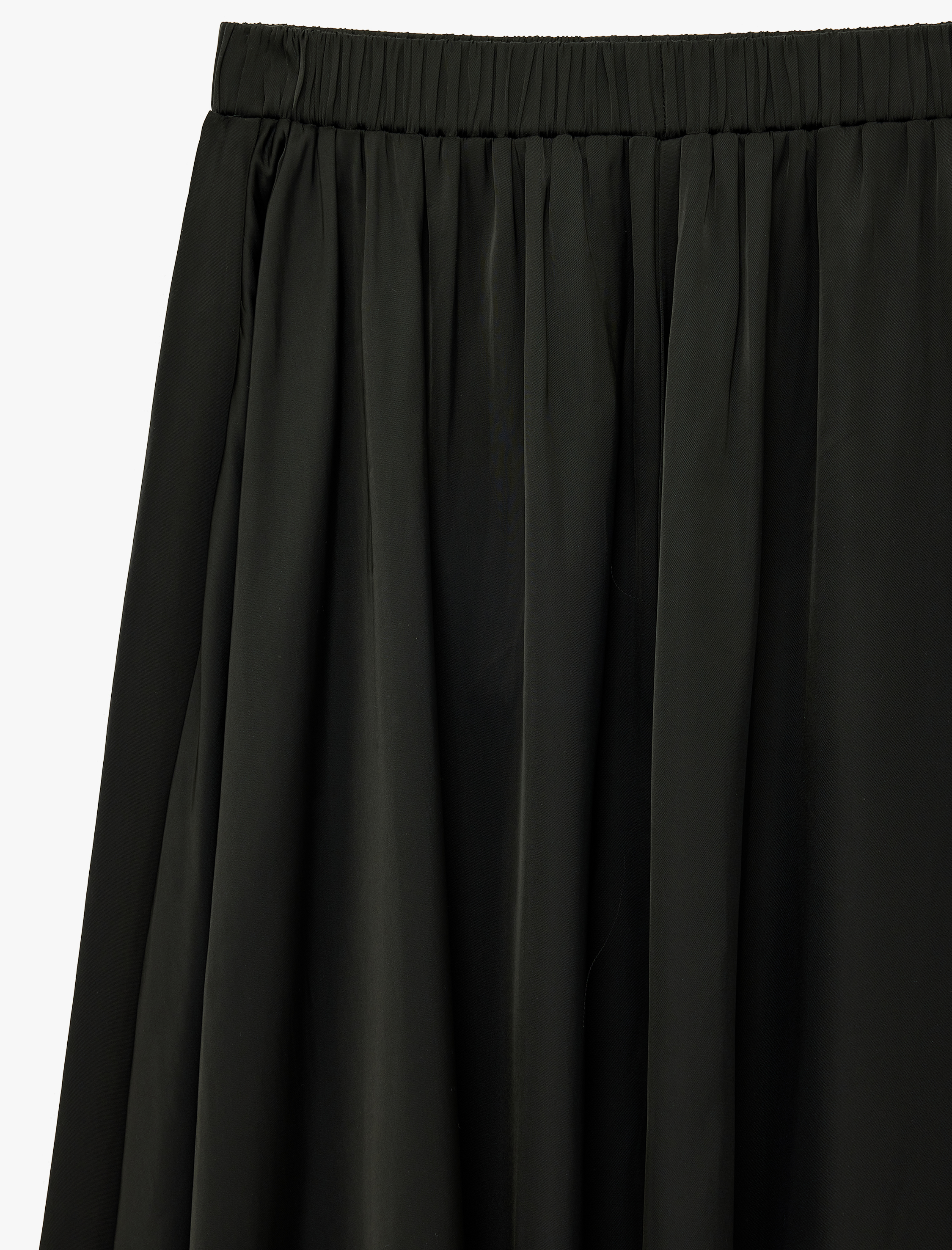   Pileli Saten Kloş Uzun Etek