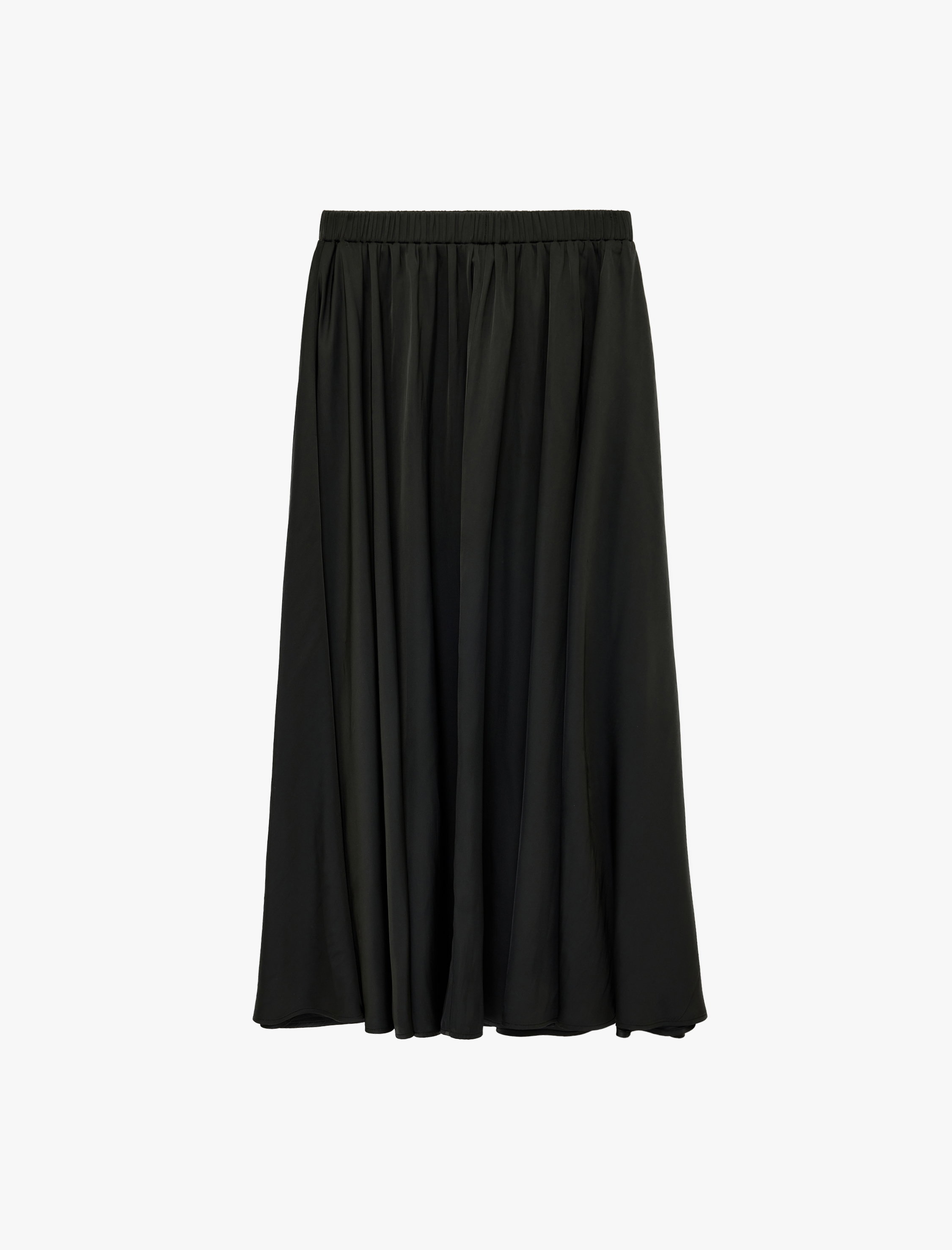   Pileli Saten Kloş Uzun Etek