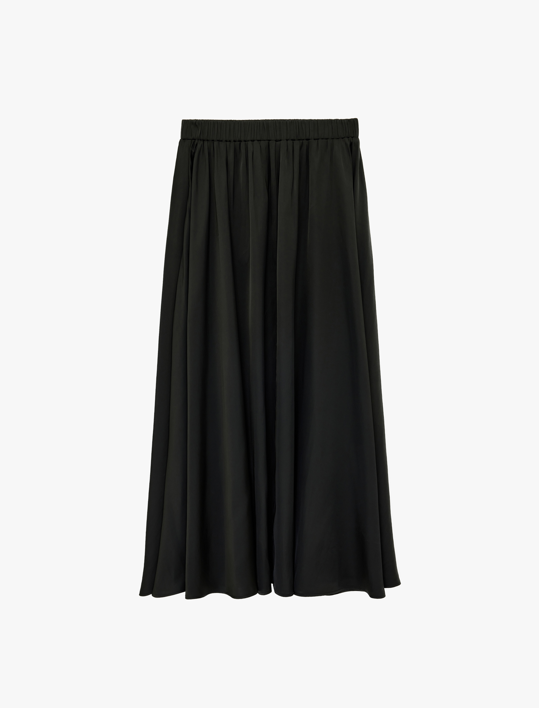   Pileli Saten Kloş Uzun Etek