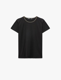 Slim Fit Kısa Kollu Bisiklet Yaka Pamuklu Tişört