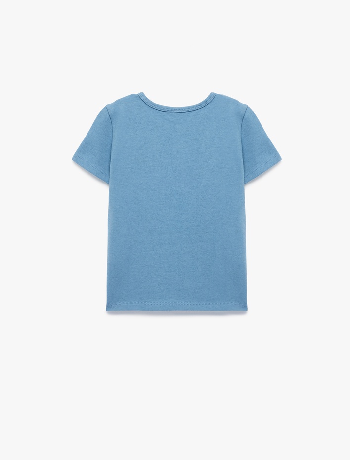 Erkek Bebek Düğmeli Kısa Kollu Bisiklet Yaka Pamuklu Tişört