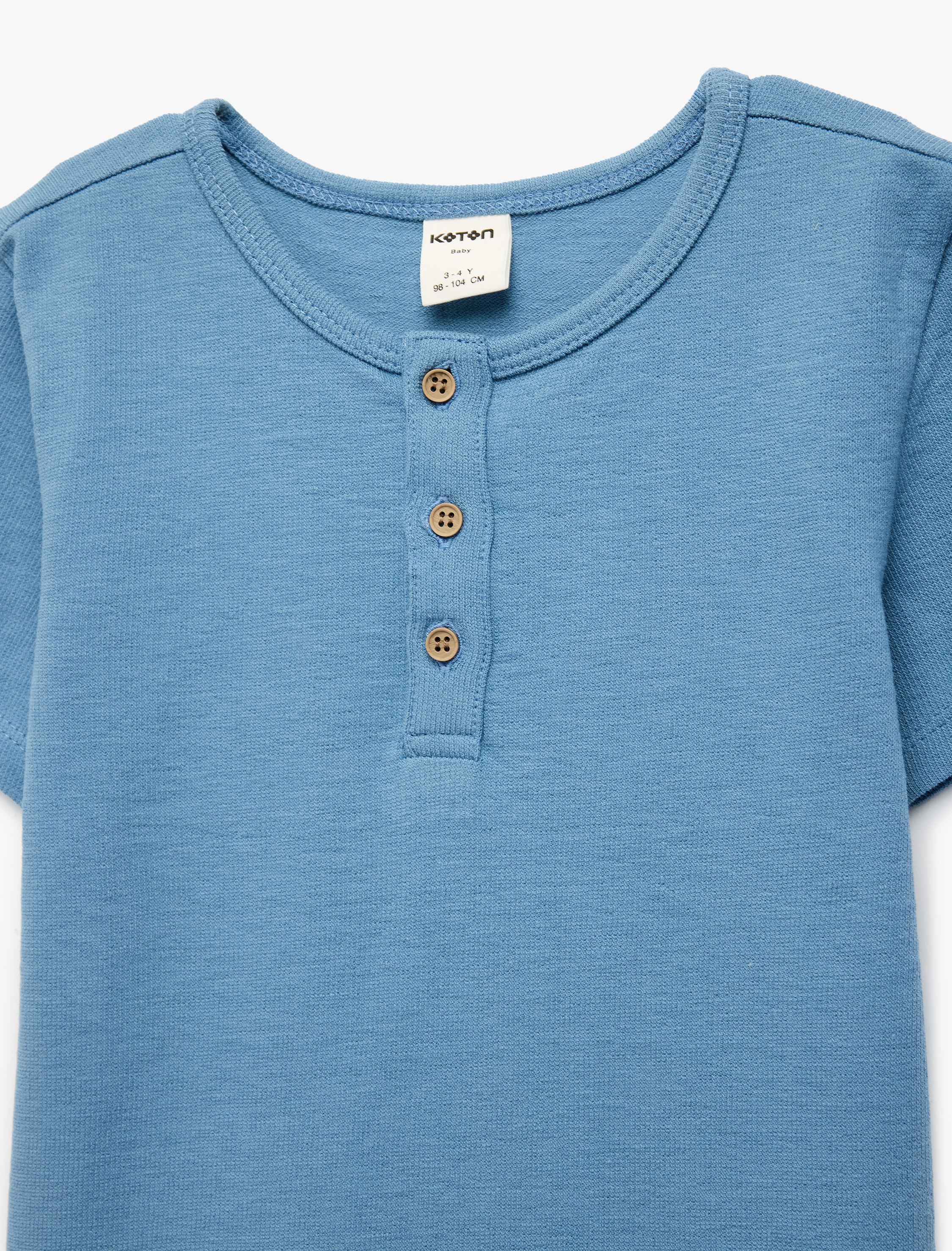  Erkek Bebek Düğmeli Kısa Kollu Bisiklet Yaka Pamuklu Tişört