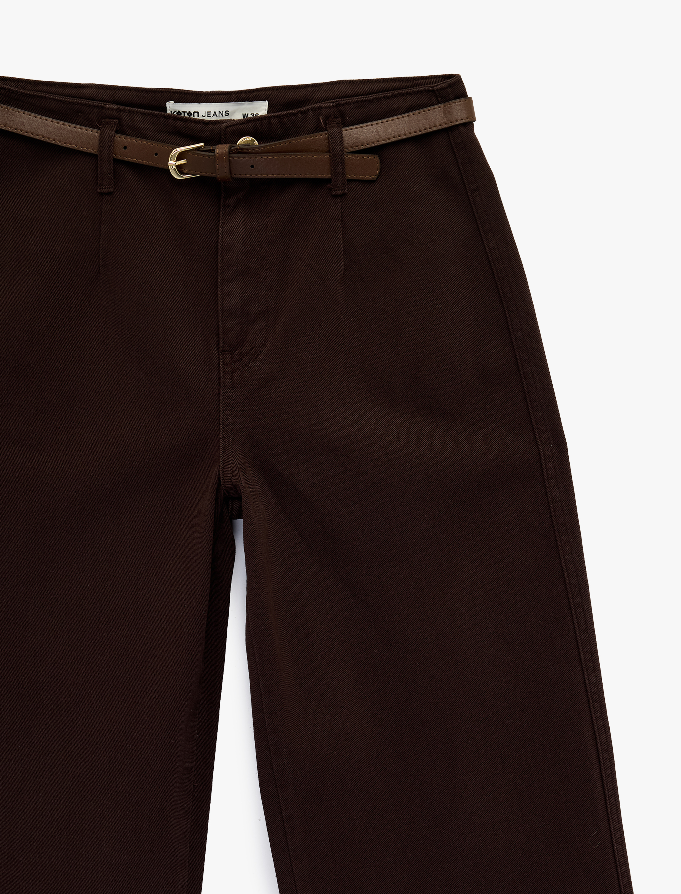   Kemer Detaylı Pamuklu Kısa Geniş Paça Pantolon - Wide Leg Jeans