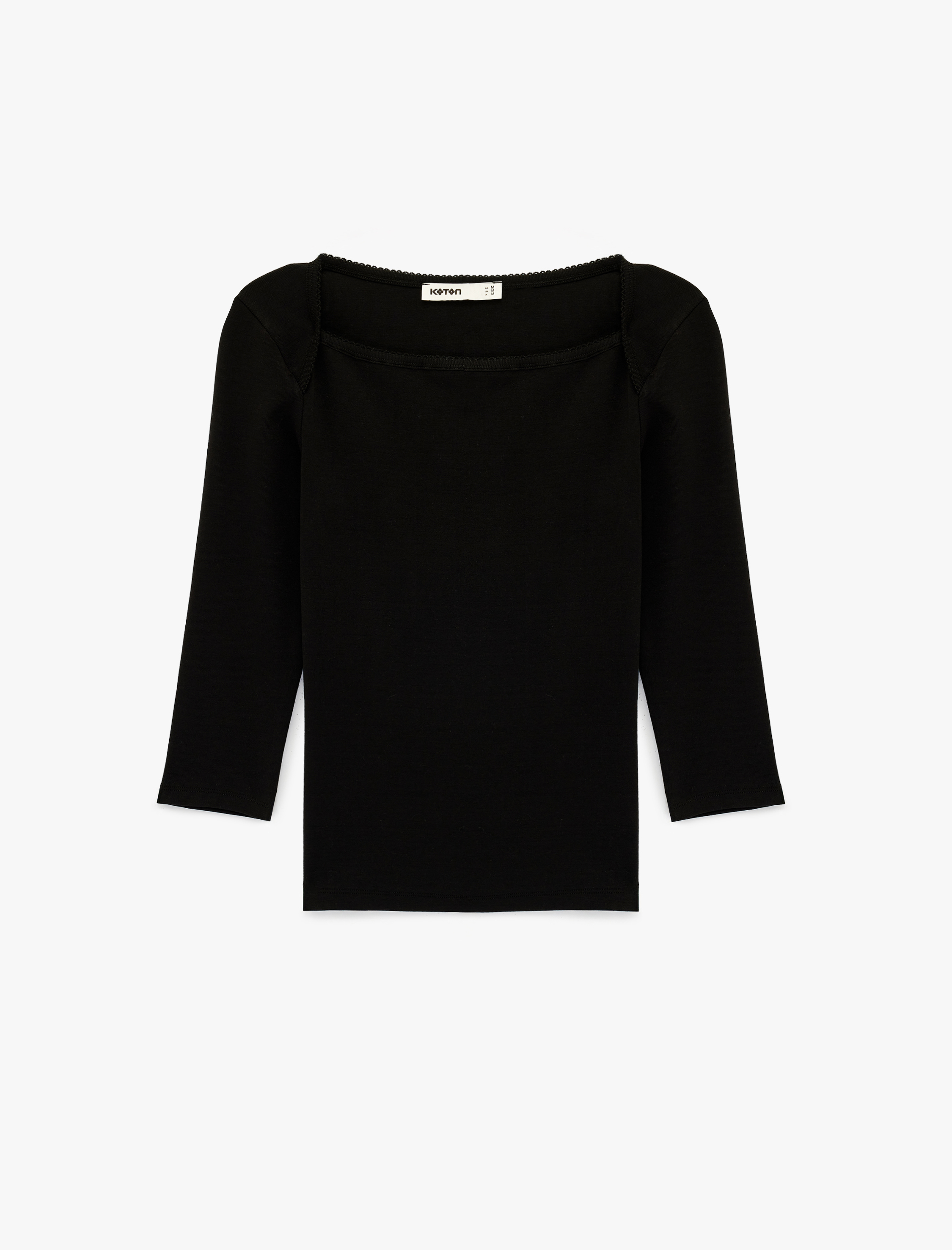   Pamuklu Slim Fit Uzun Kollu Kare Yaka Bluz