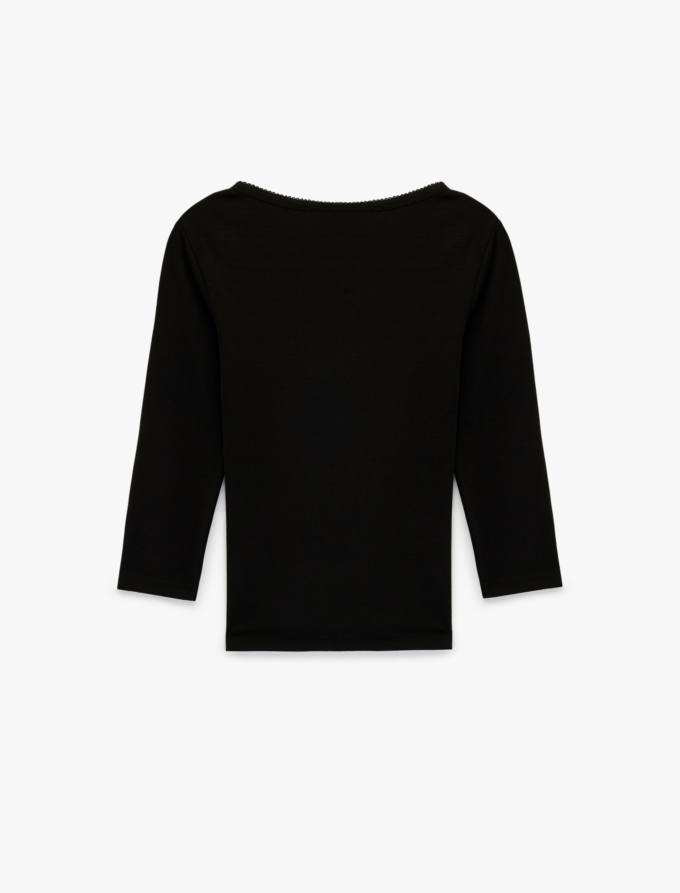   Pamuklu Slim Fit Uzun Kollu Kare Yaka Bluz