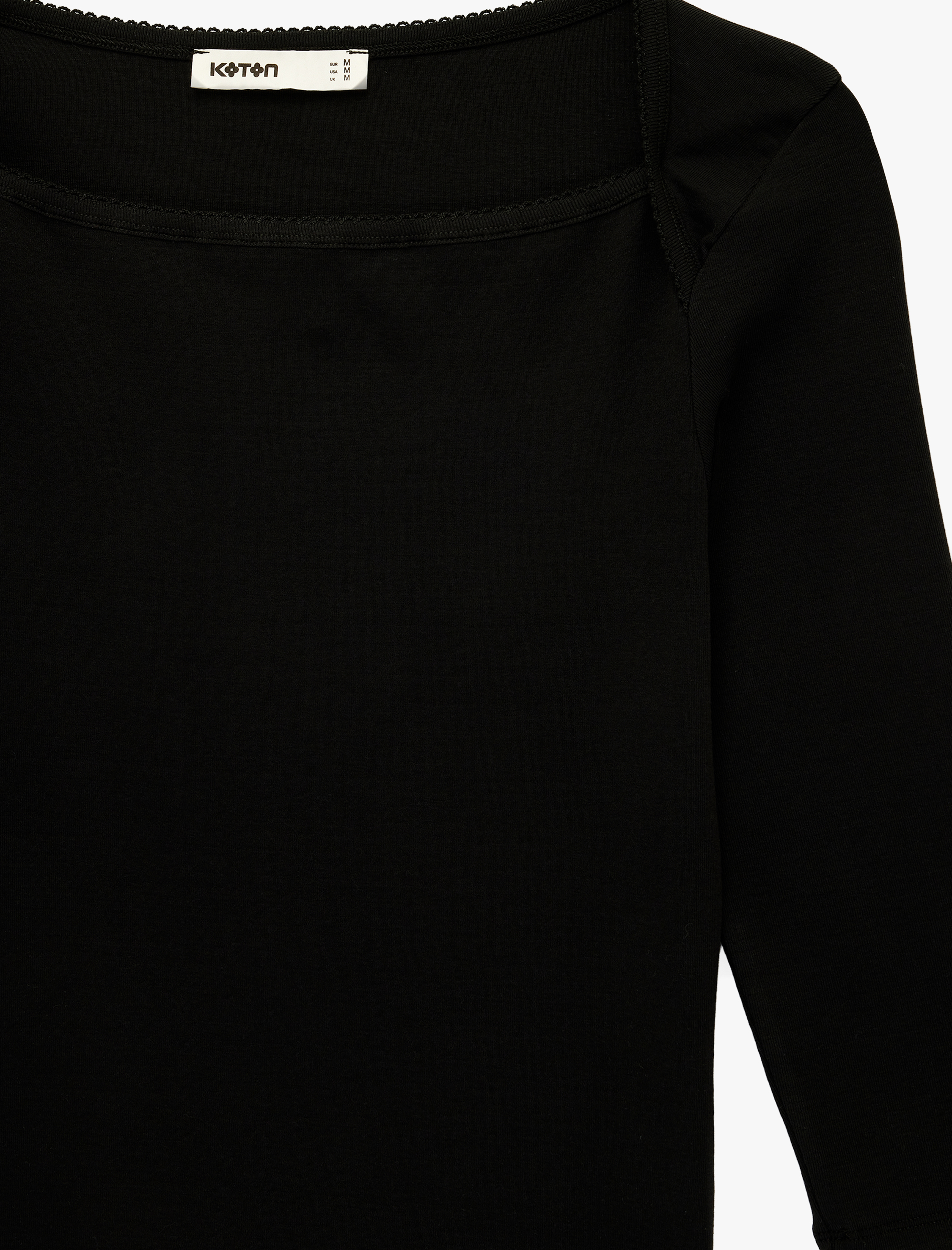   Pamuklu Slim Fit Uzun Kollu Kare Yaka Bluz