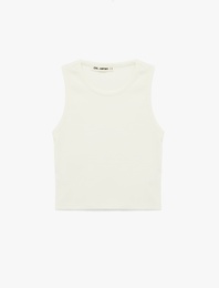 Slim Fit Kolsuz Pamuklu Bisiklet Yaka Bluz