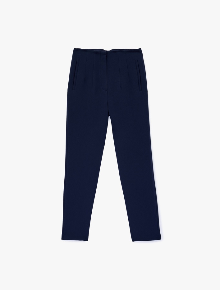  Yüksek Bel Cepli Cigarette Kumaş Pantolon