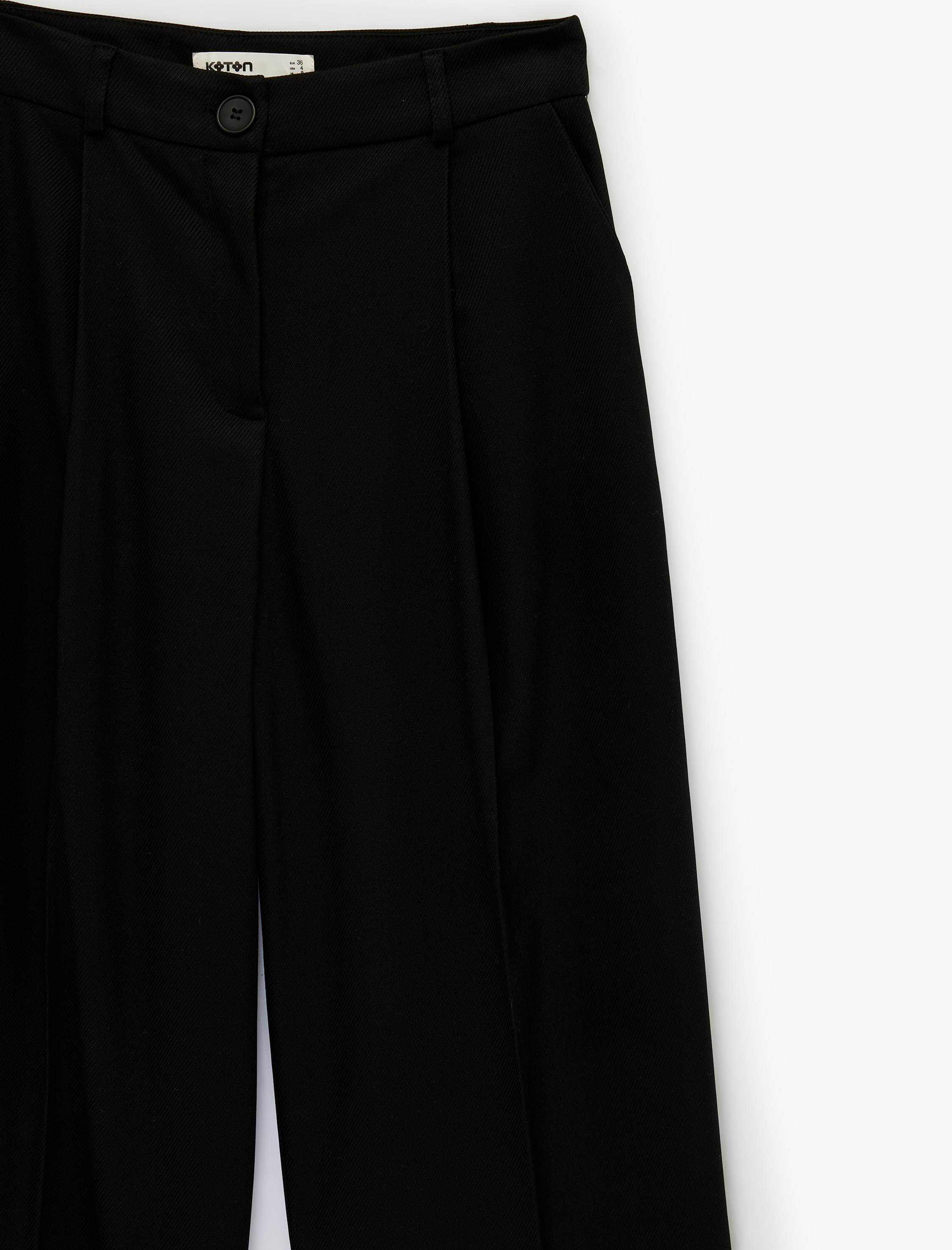   Standart Bel Cepli Düz Bol Paça Kumaş Pantolon