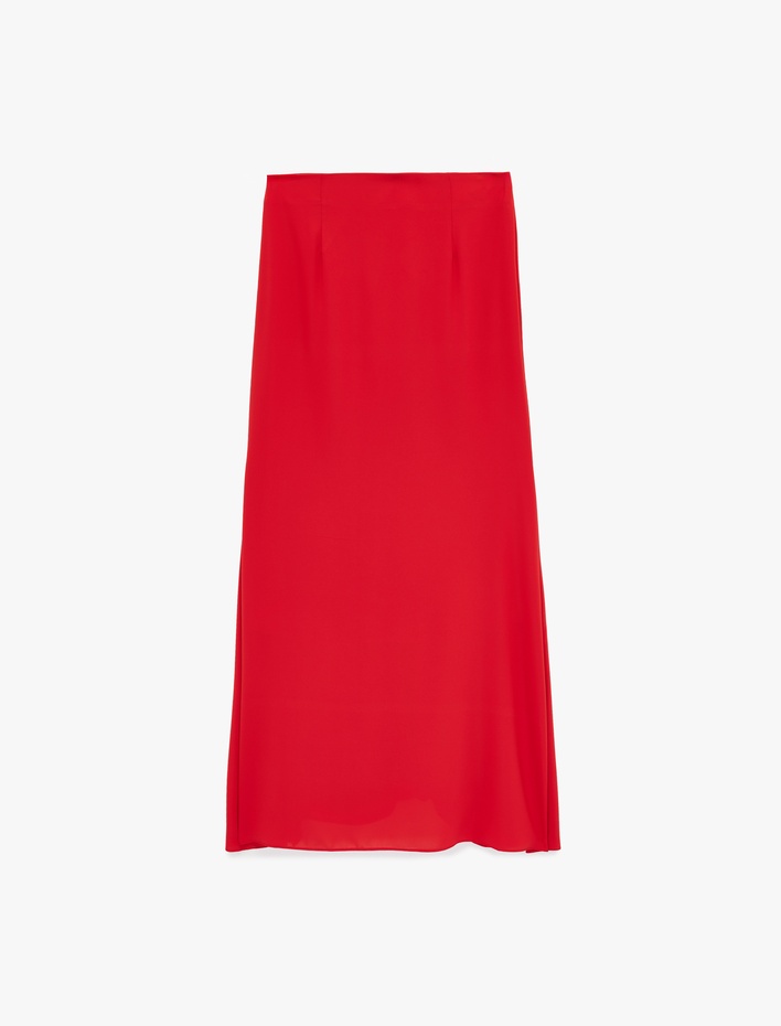  Balık Kesim Saten Uzun Etek