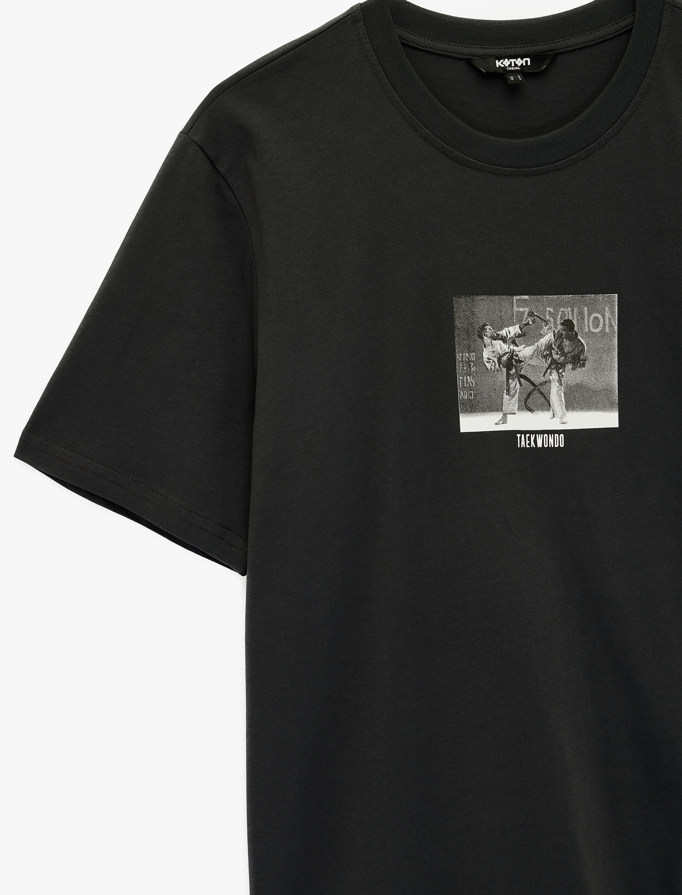   Regular Fit Kısa Kollu Bisiklet Yaka Pamuklu Baskılı Tişört