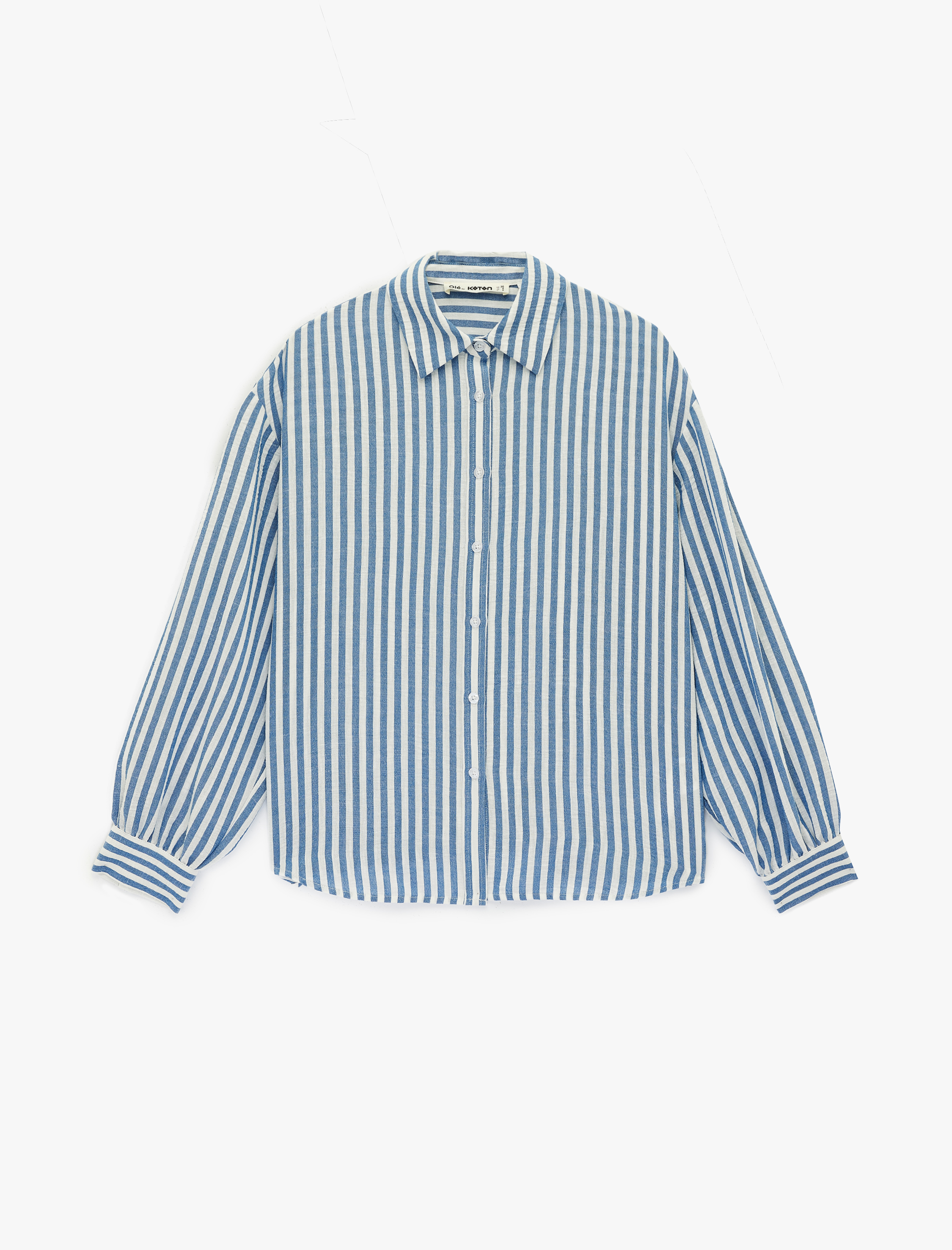   Düğmeli Uzun Kollu Klasik Yaka Oversize Gömlek