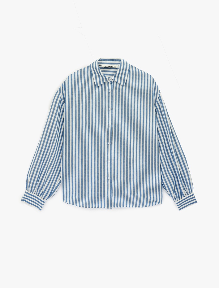  Düğmeli Uzun Kollu Klasik Yaka Oversize Gömlek