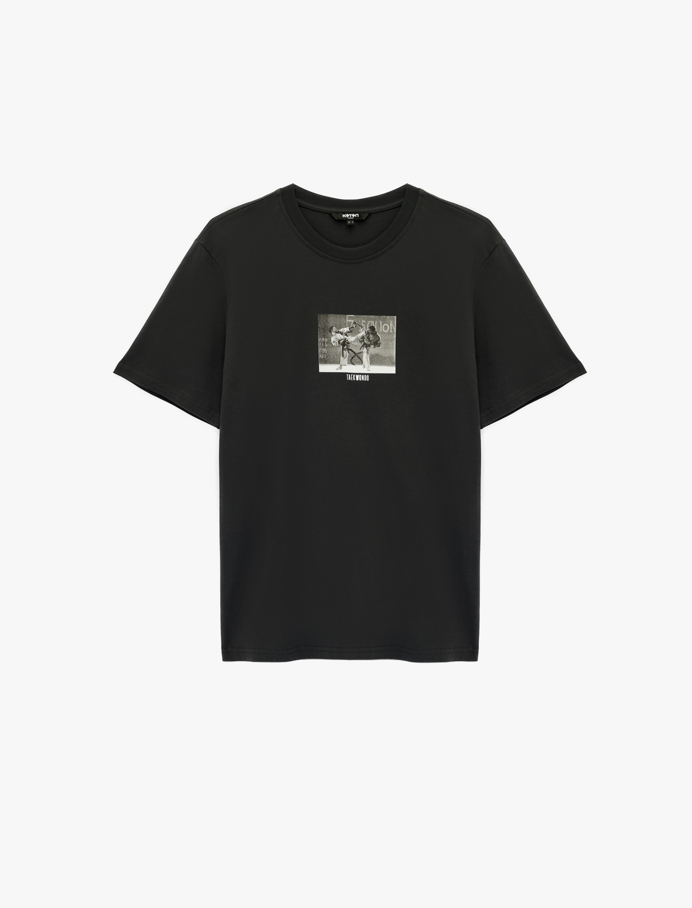   Regular Fit Kısa Kollu Bisiklet Yaka Pamuklu Baskılı Tişört