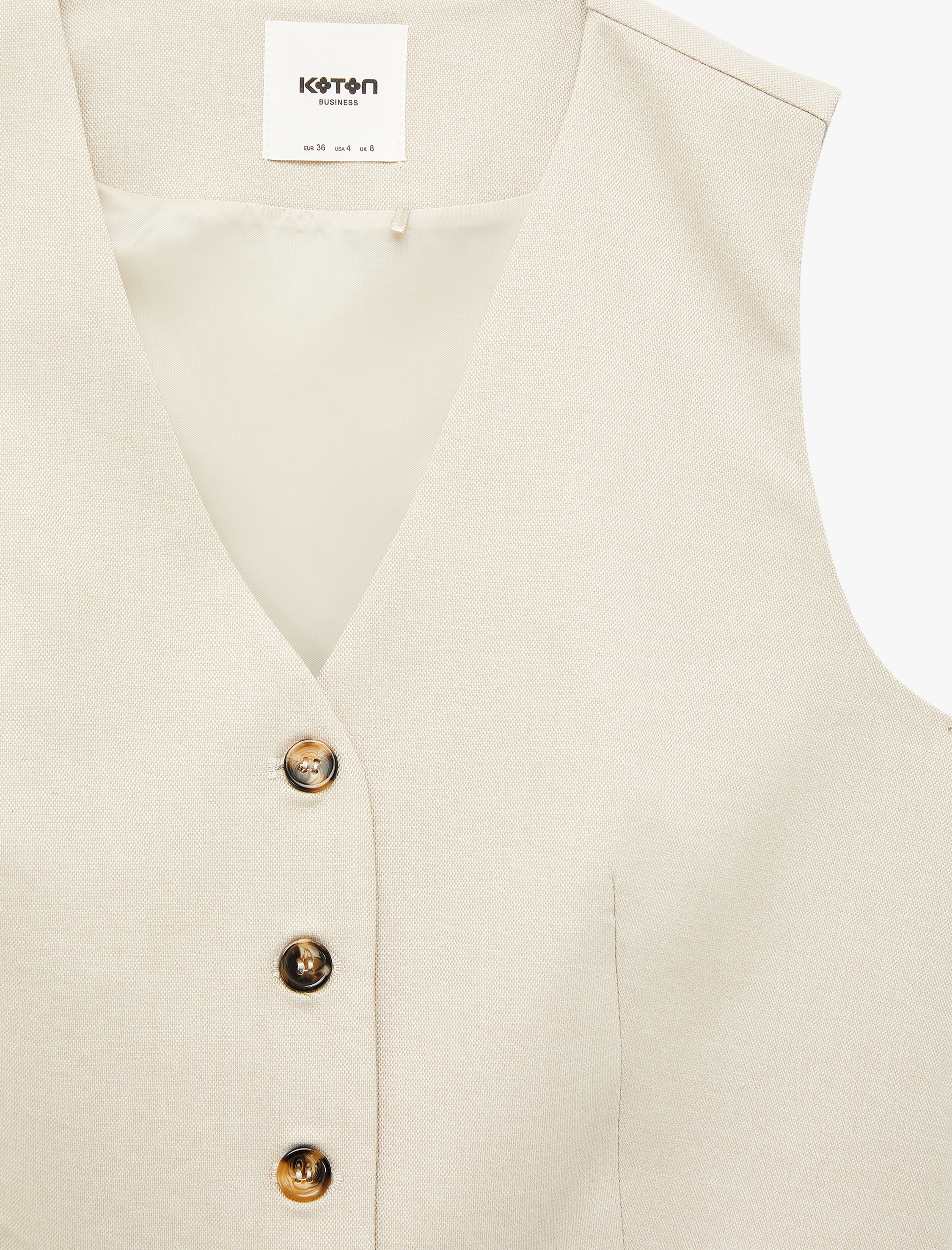   Düğmeli Viskon Karışımlı Kolsuz V Yaka Yelek