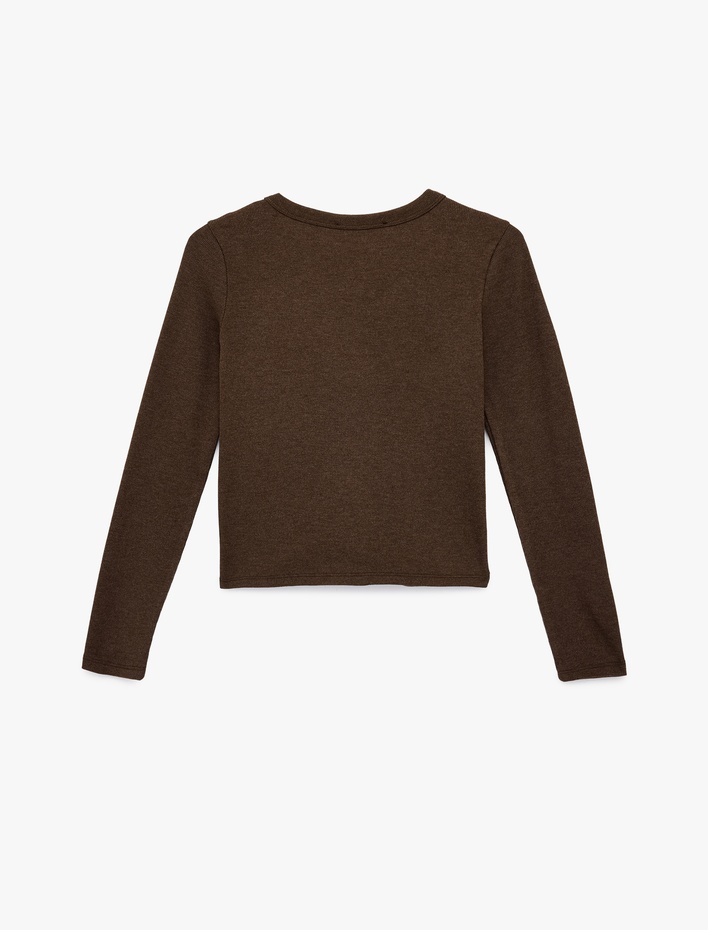  Düğmeli Uzun Kollu Bisiklet Yaka Slim Fit Hırka