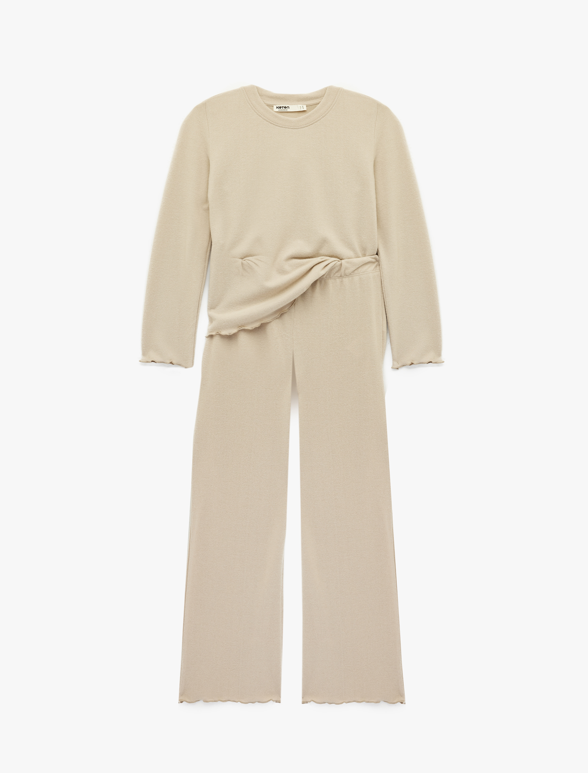   Uzun Kollu Viskon Karışımlı Örme Slim Fit Pijama Takımı - 2'li Set