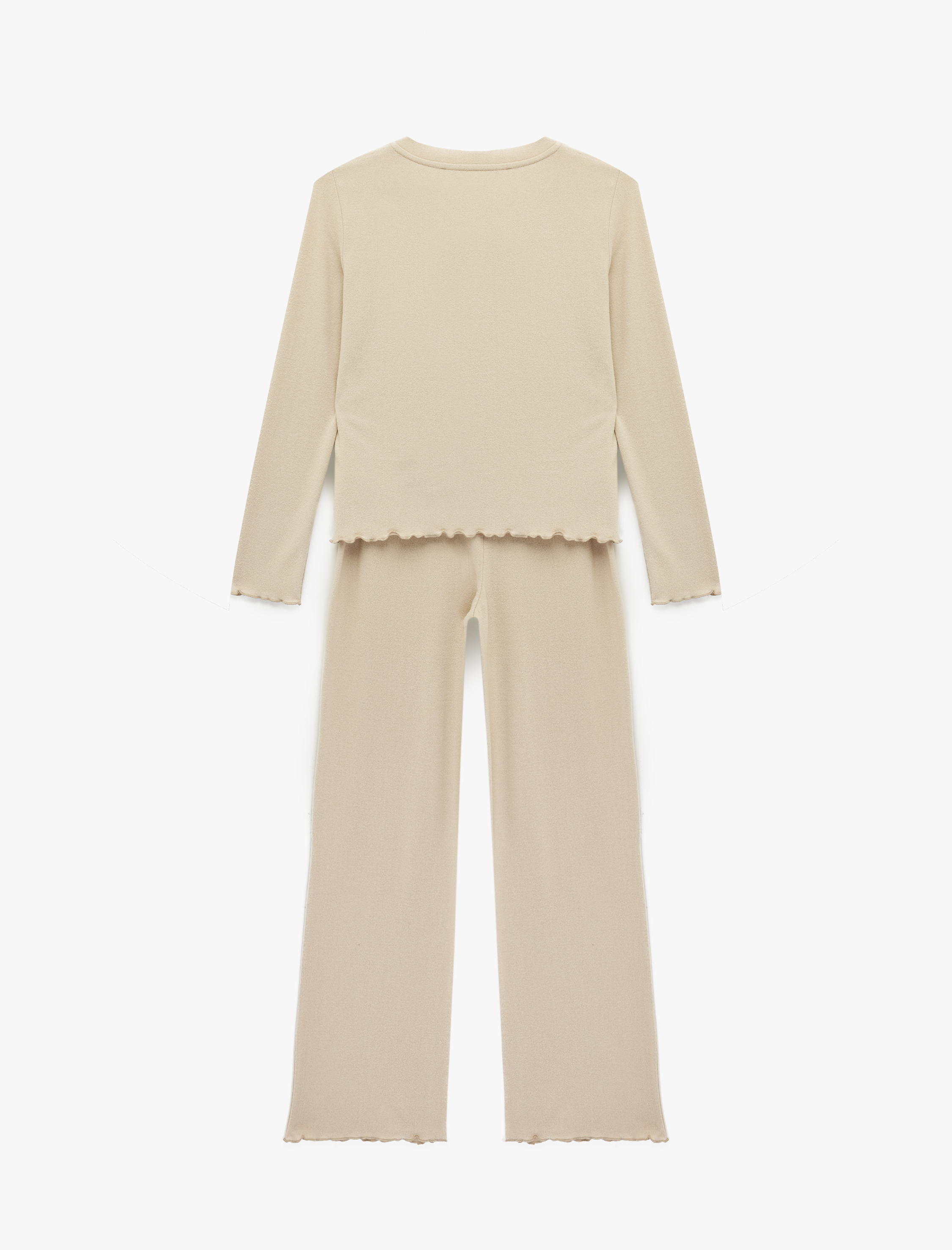   Uzun Kollu Viskon Karışımlı Örme Slim Fit Pijama Takımı - 2'li Set