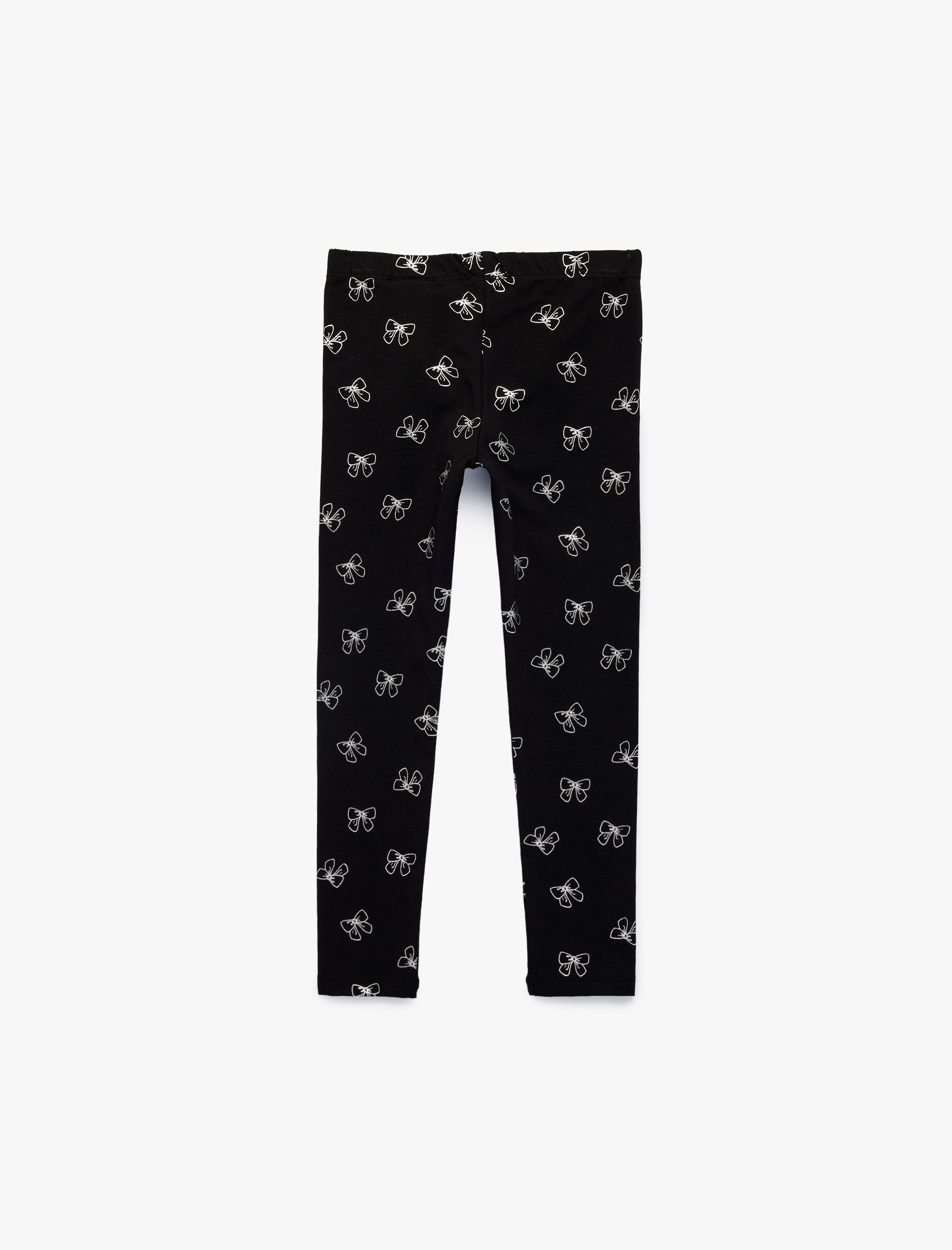  Kız Çocuk Pamuklu Dar Kalıp Kurdele Baskılı Tayt