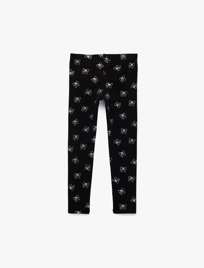 Kız Çocuk Pamuklu Dar Kalıp Kurdele Baskılı Tayt