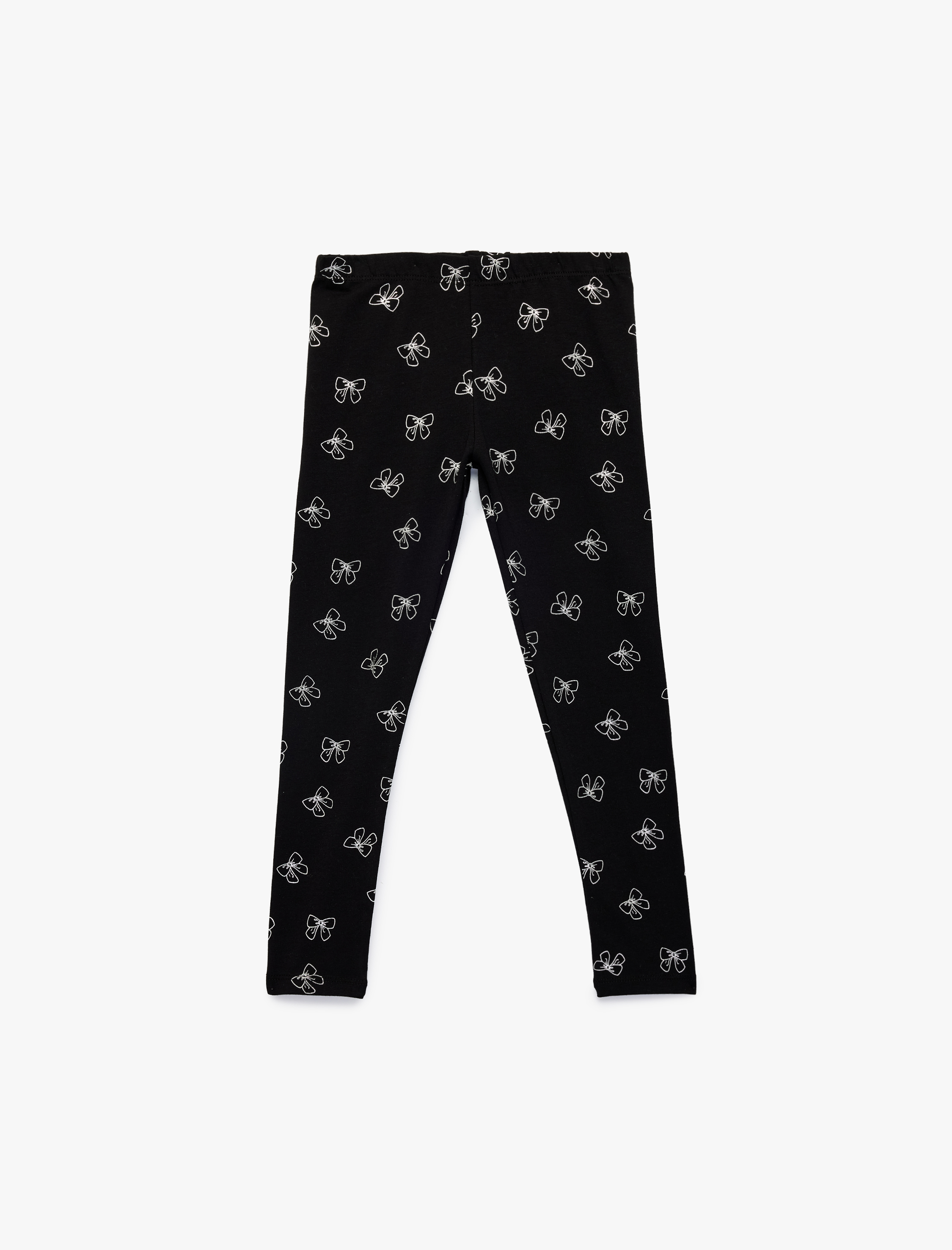  Kız Çocuk Pamuklu Dar Kalıp Kurdele Baskılı Tayt