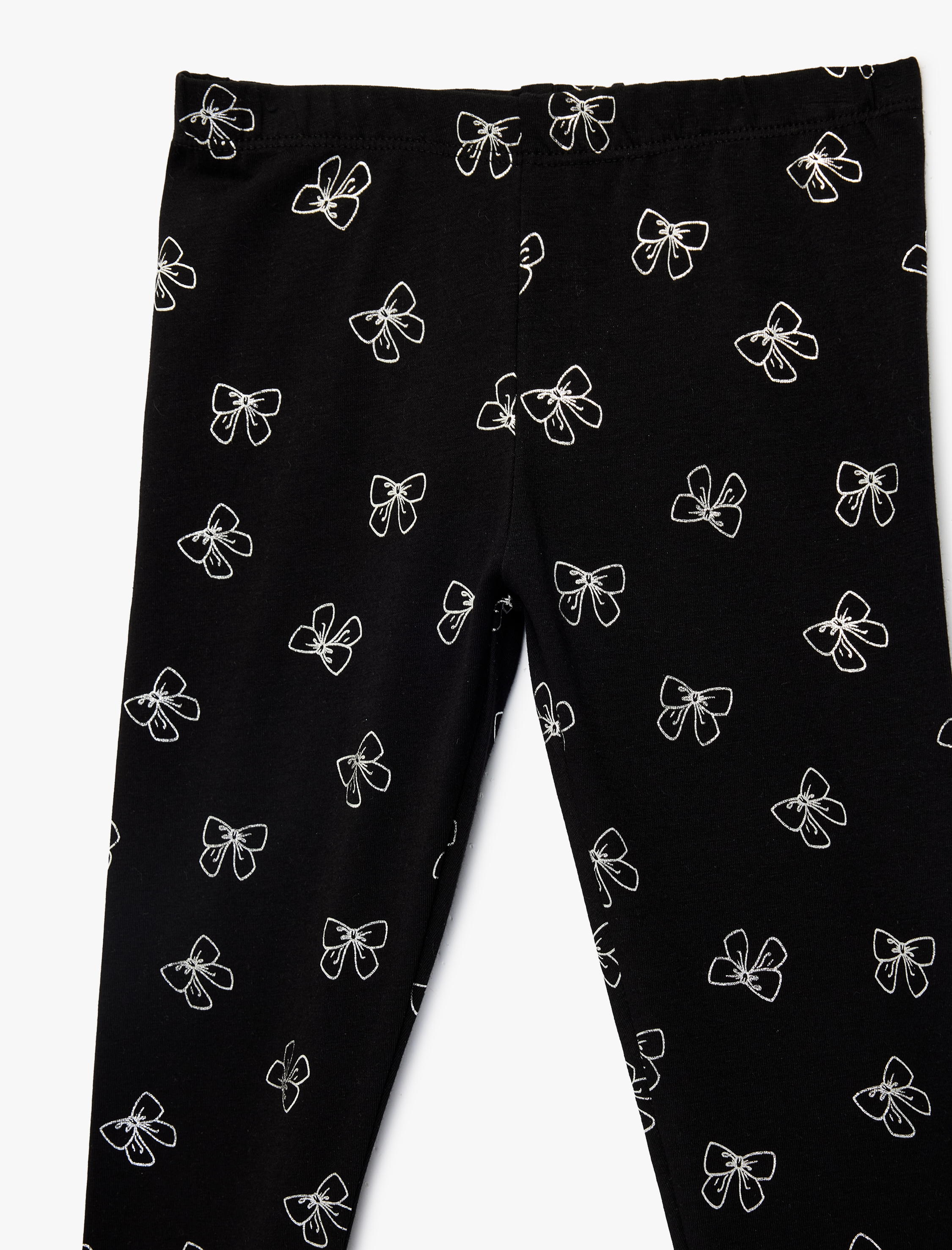  Kız Çocuk Pamuklu Dar Kalıp Kurdele Baskılı Tayt