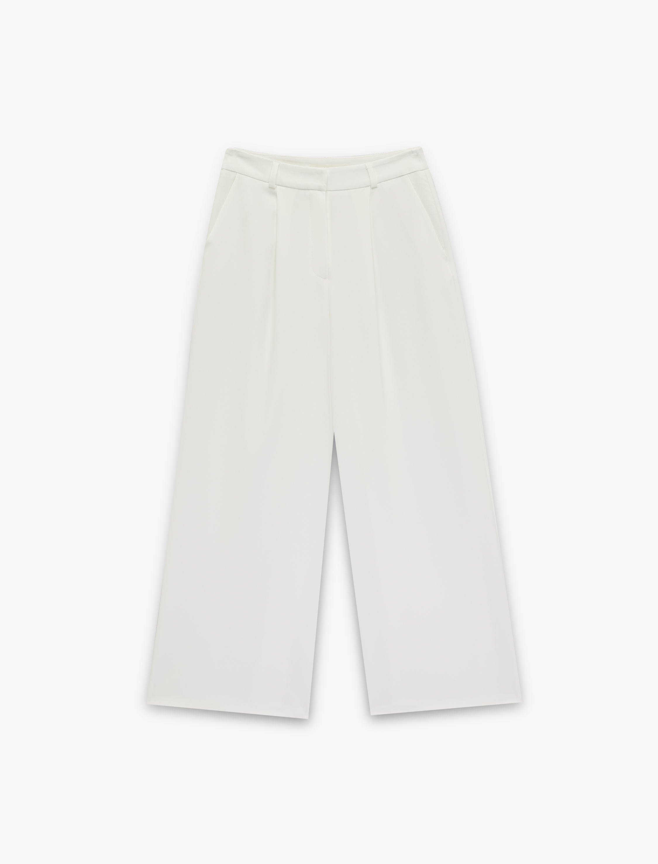   Krep Kumaş Cepli Yüksek Bel Geniş Paça Palazzo Pantolon