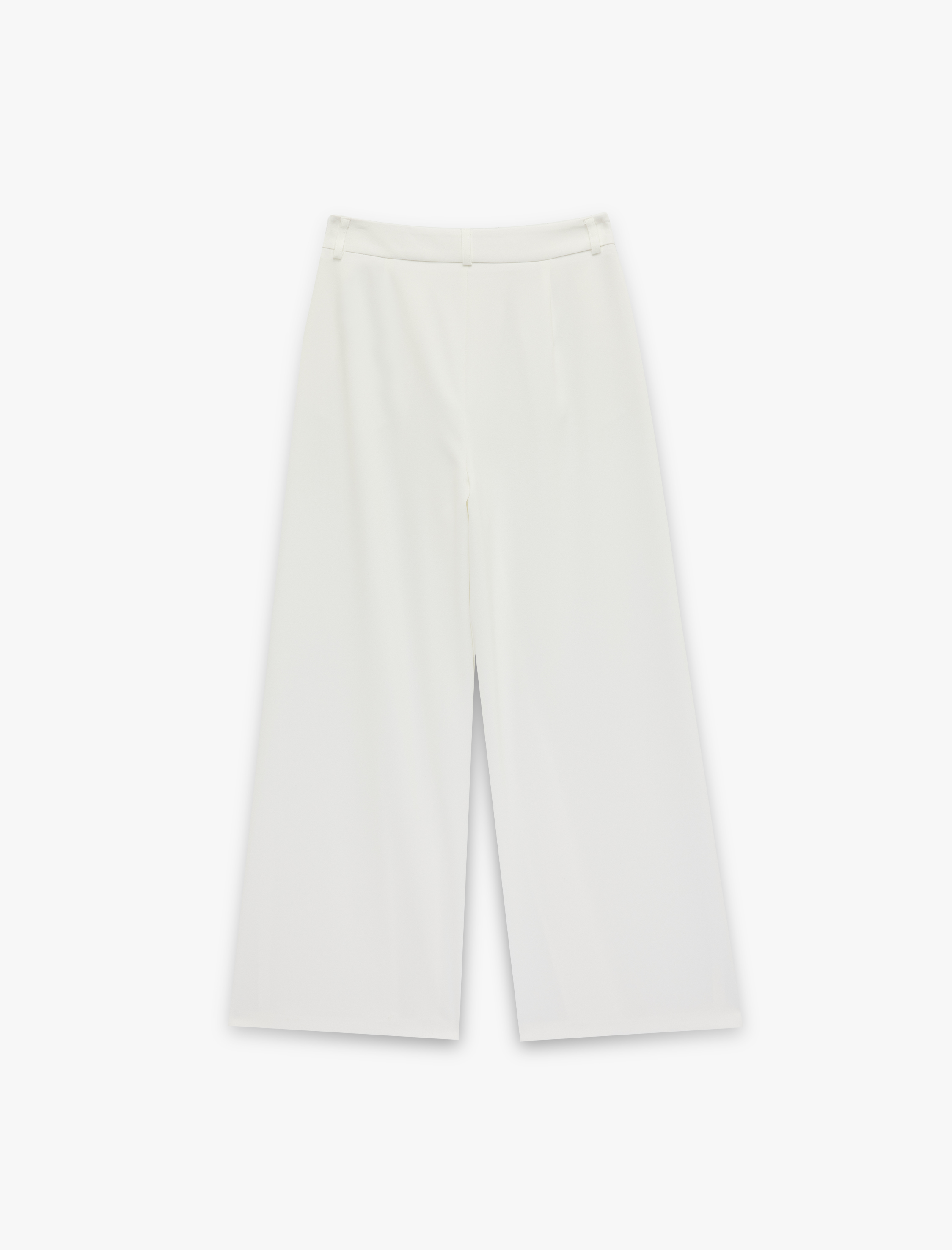   Krep Kumaş Cepli Yüksek Bel Geniş Paça Palazzo Pantolon