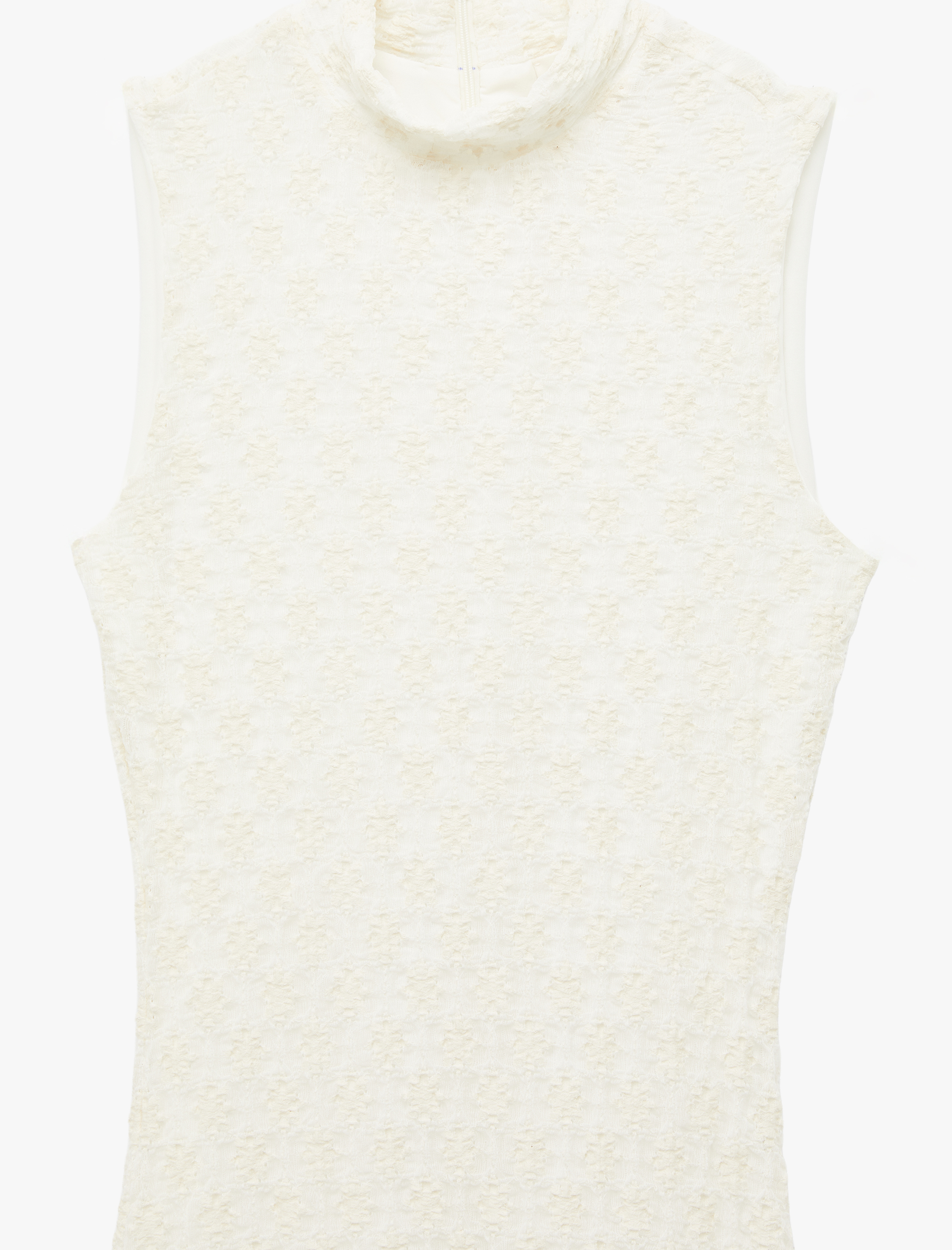   Asimetrik Slim Fit Dik Yaka Kolsuz Dantel Midi Elbise