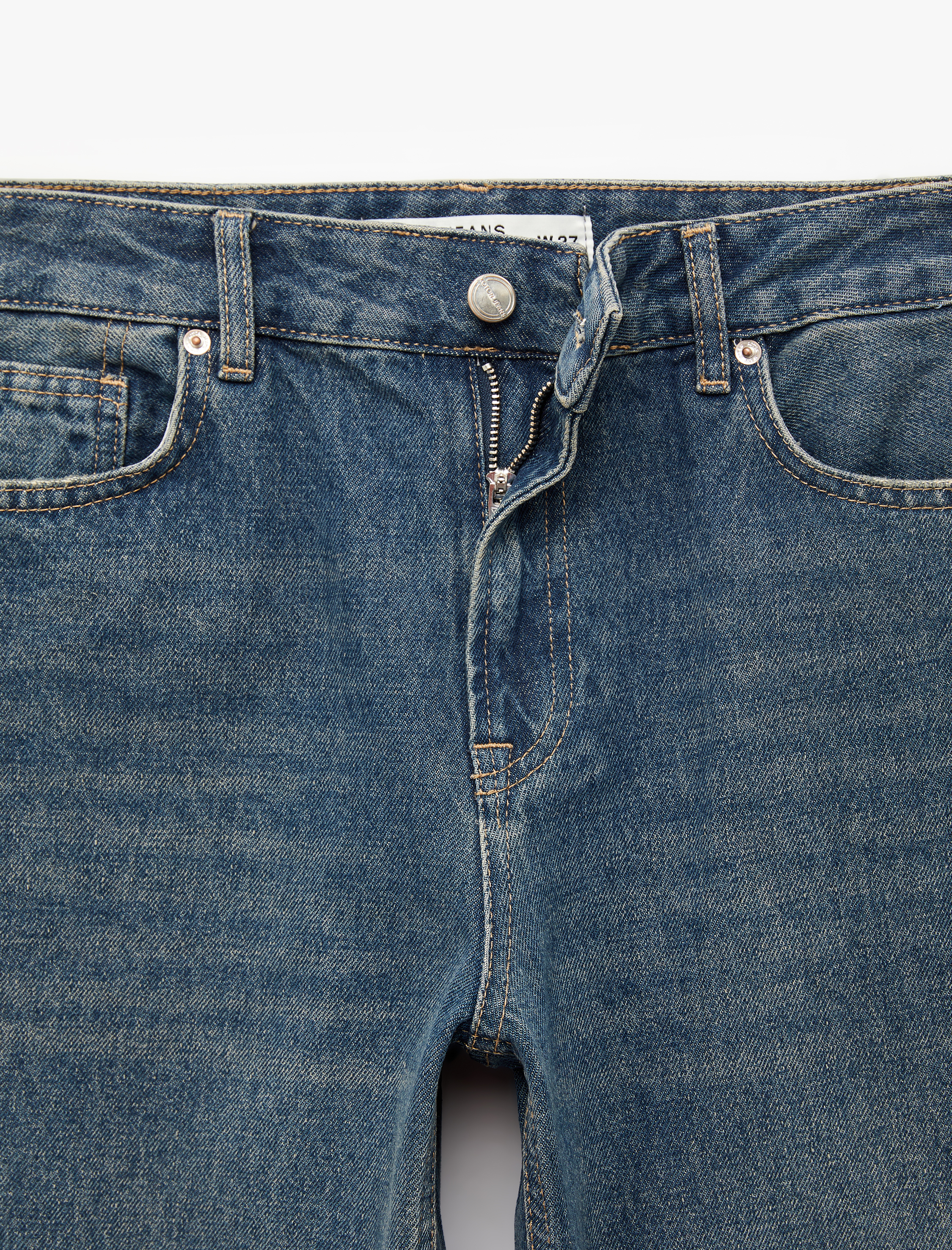   Normal Bel Straight Fit Pamuklu Duble Paça Denim Pantolon - Straight Fit Jean