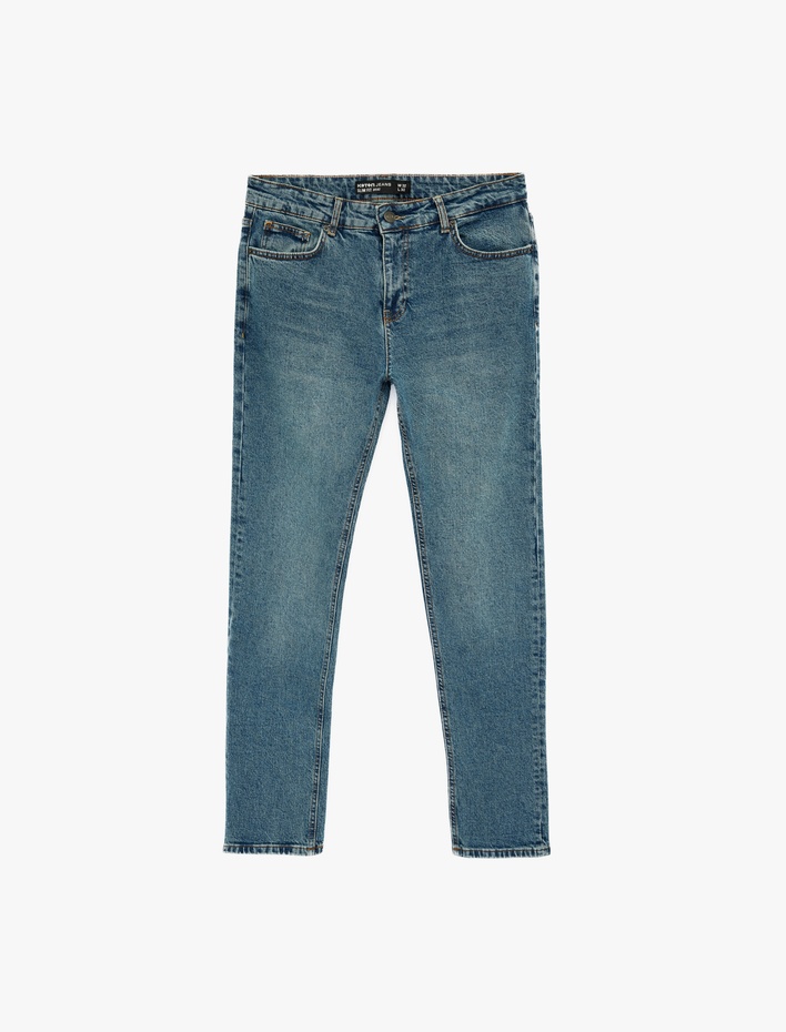  Pamuklu Normal Bel Slim Fit Jean Pantolon - Brad Jean
