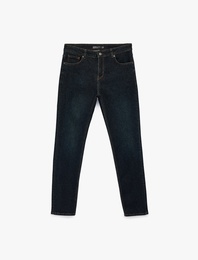 Normal Bel Pamuklu Slim Fit Jean Pantolon - Brad Jean